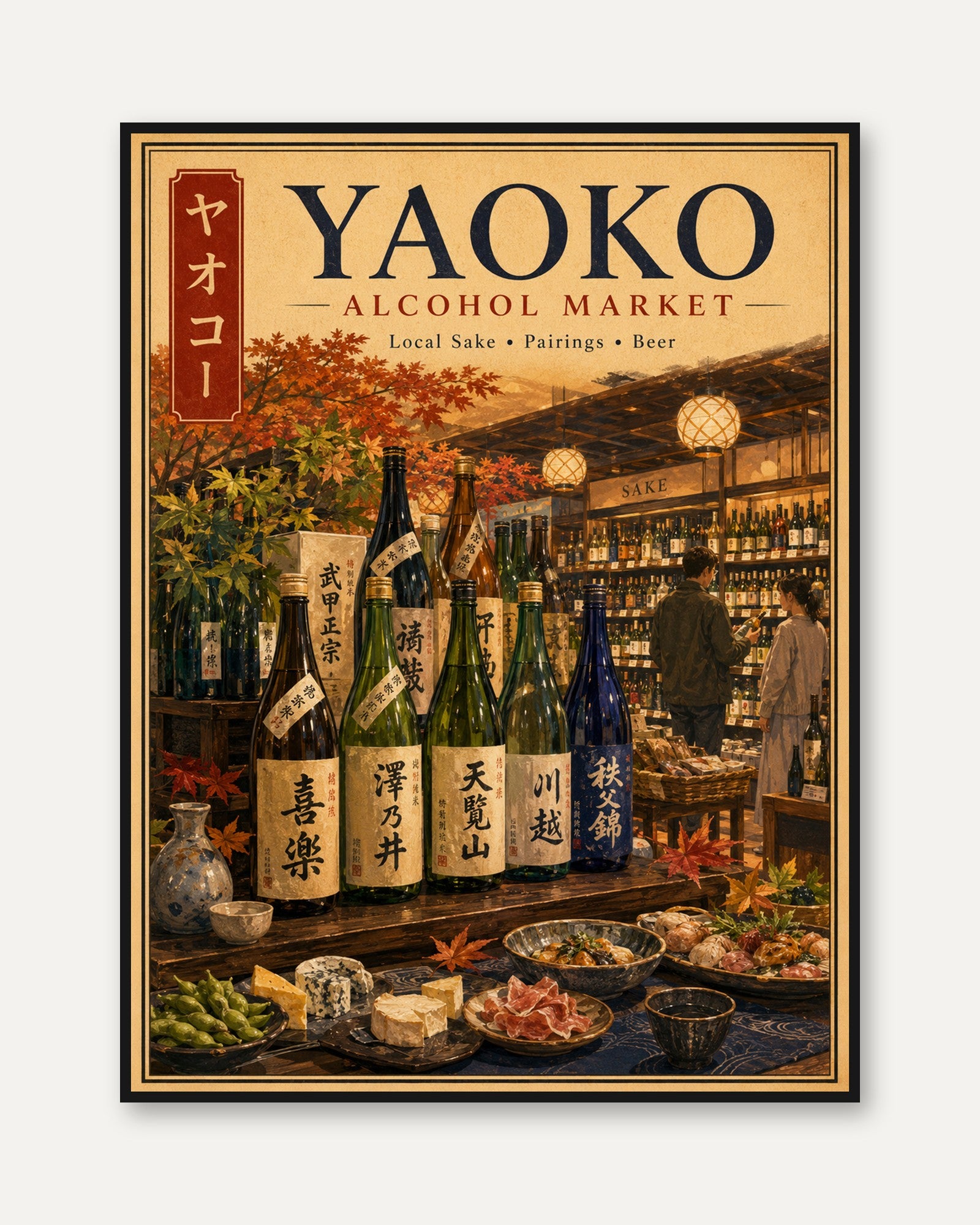 Vintage Japanese Sake Bar Print - framed