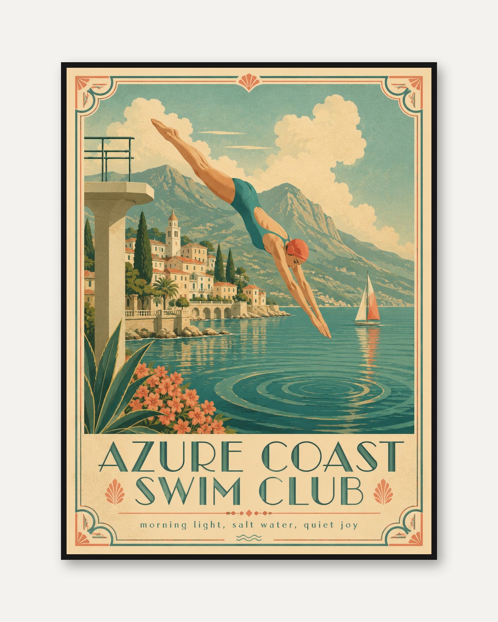 Vintage Swim Poster - framed
