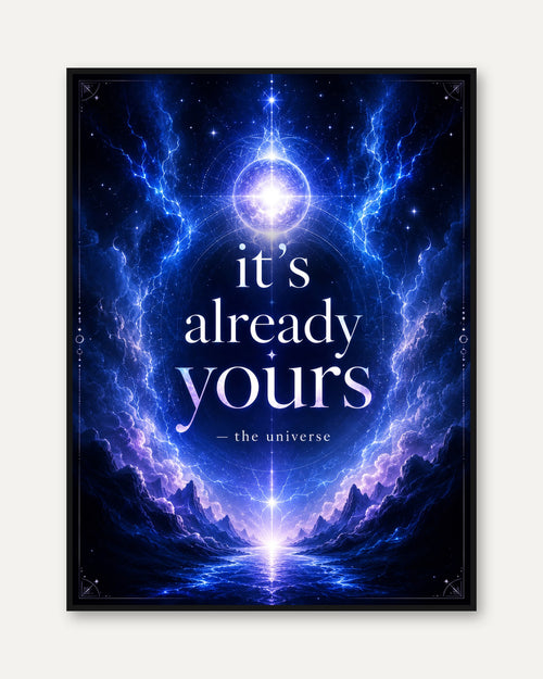 Celestial Motivational Print — Cosmic Lightning & Stars - framed