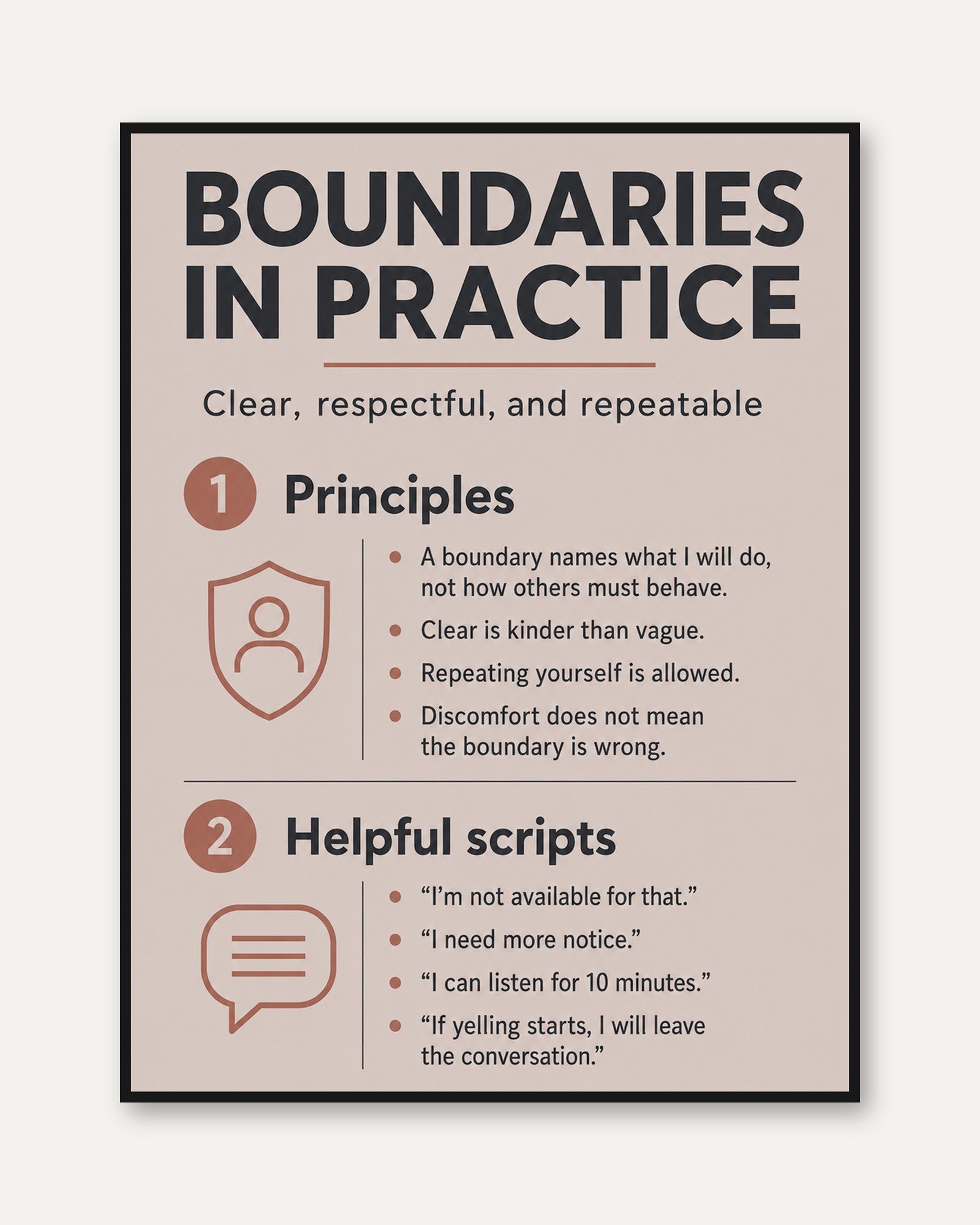 Therapy Wall Art: Boundaries in Practice - framed