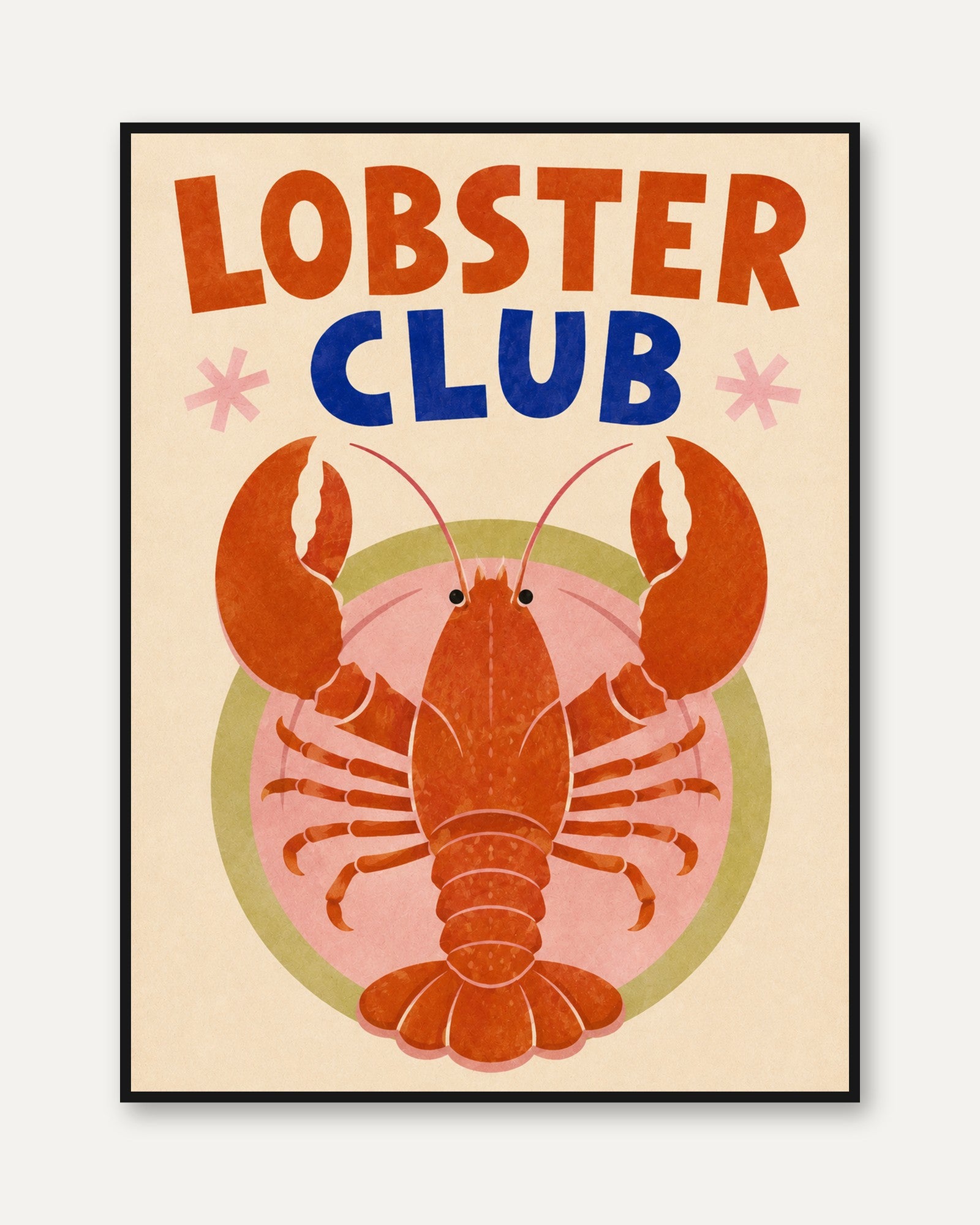 Lobster Wall Art – Retro Kitchen Print - framed