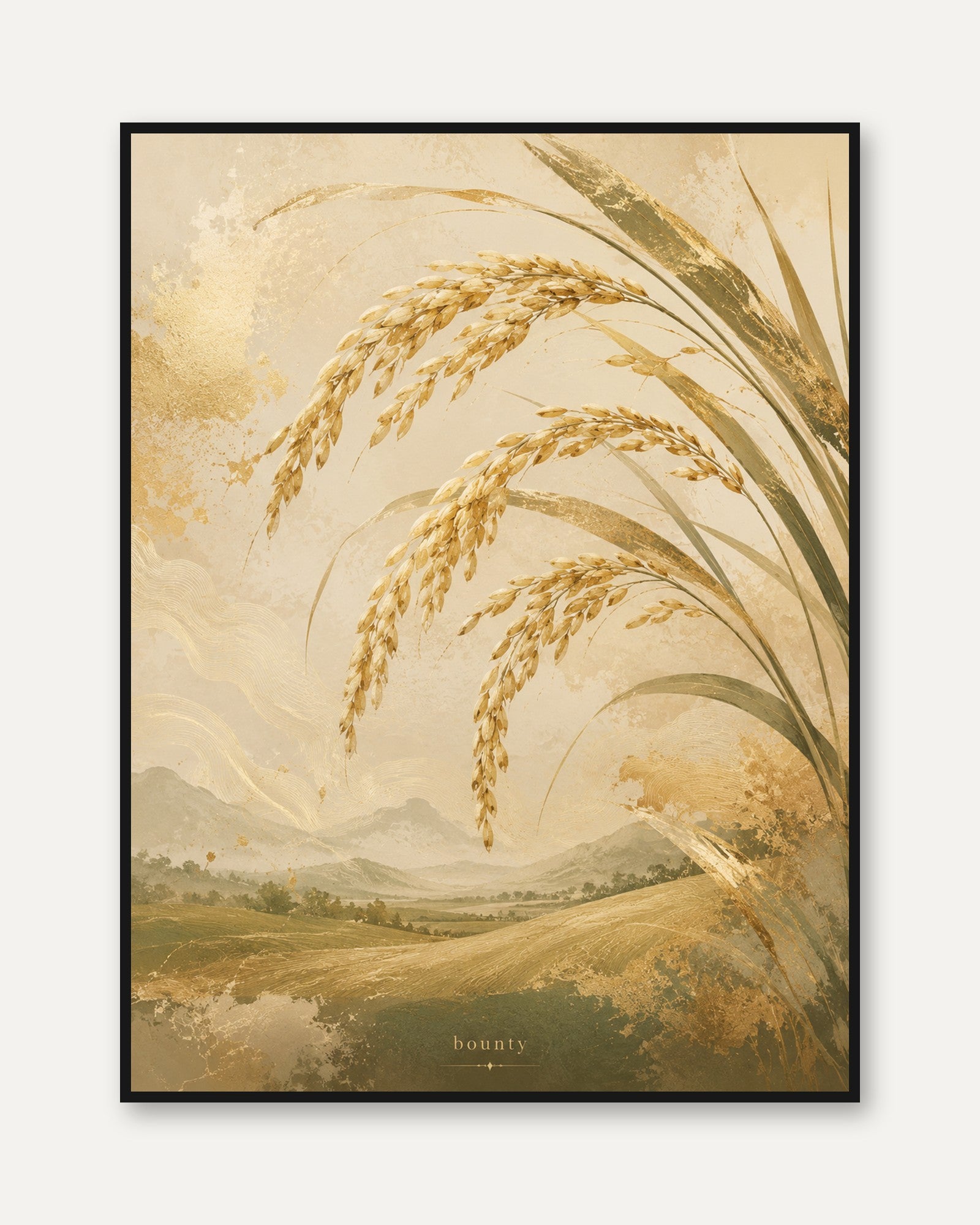 Wheat Botanical Print – Harvest Wall Art - framed