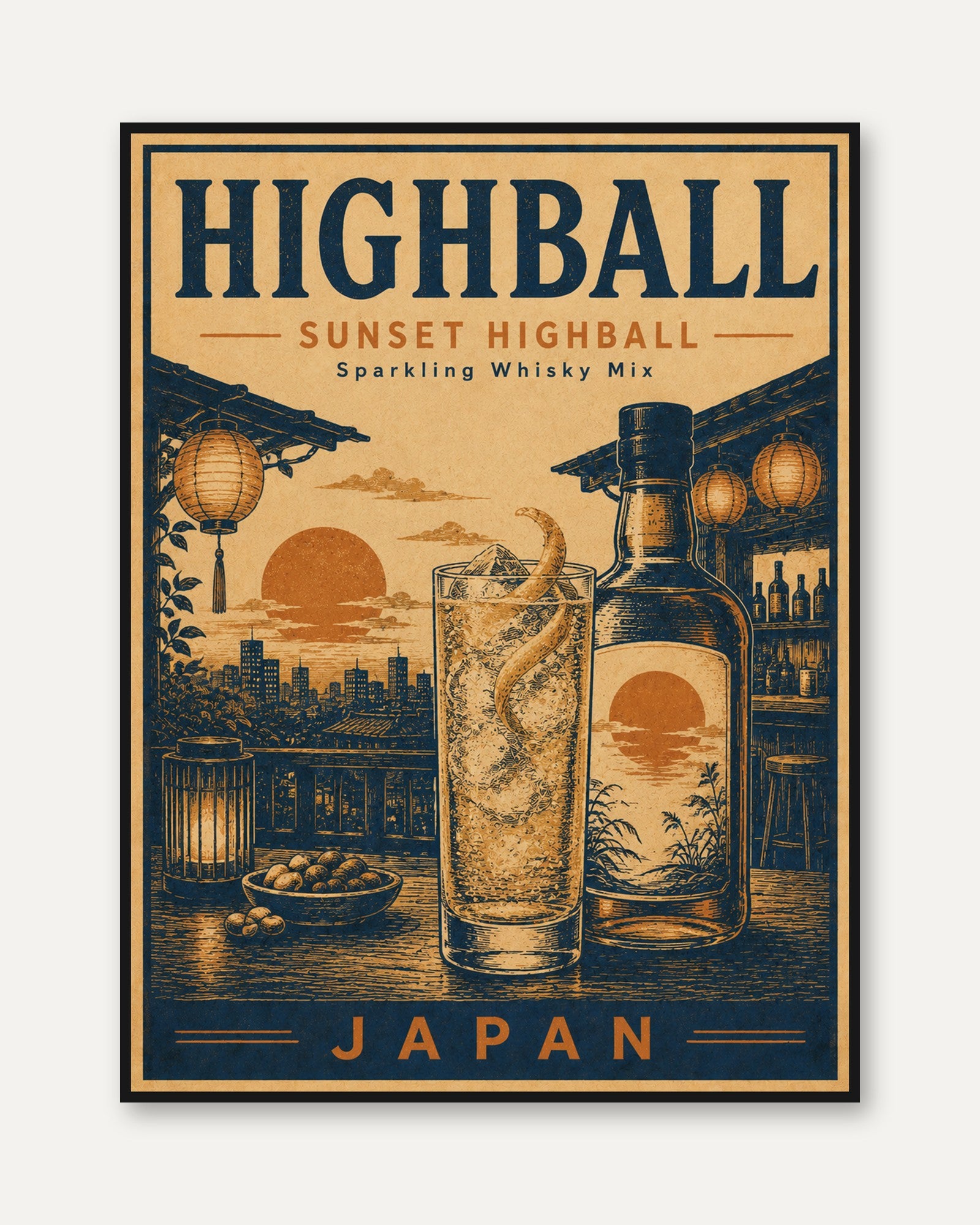 Japanese Whisky Poster - framed