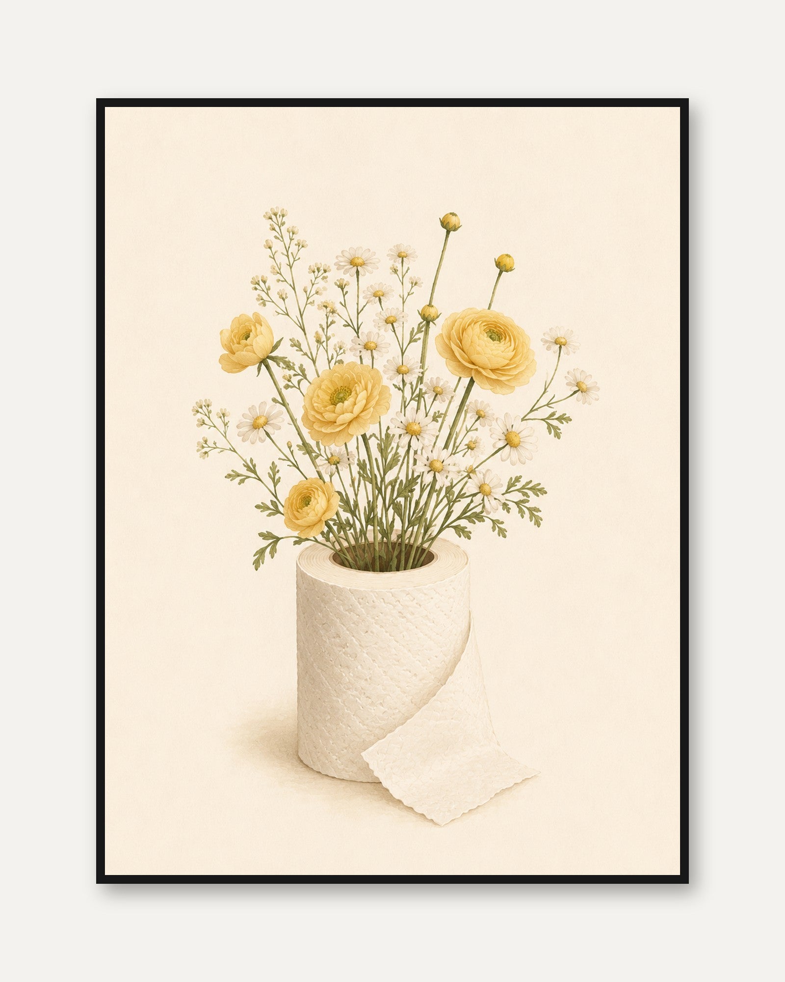 Yellow Floral Wall Art – Ranunculus Print - framed