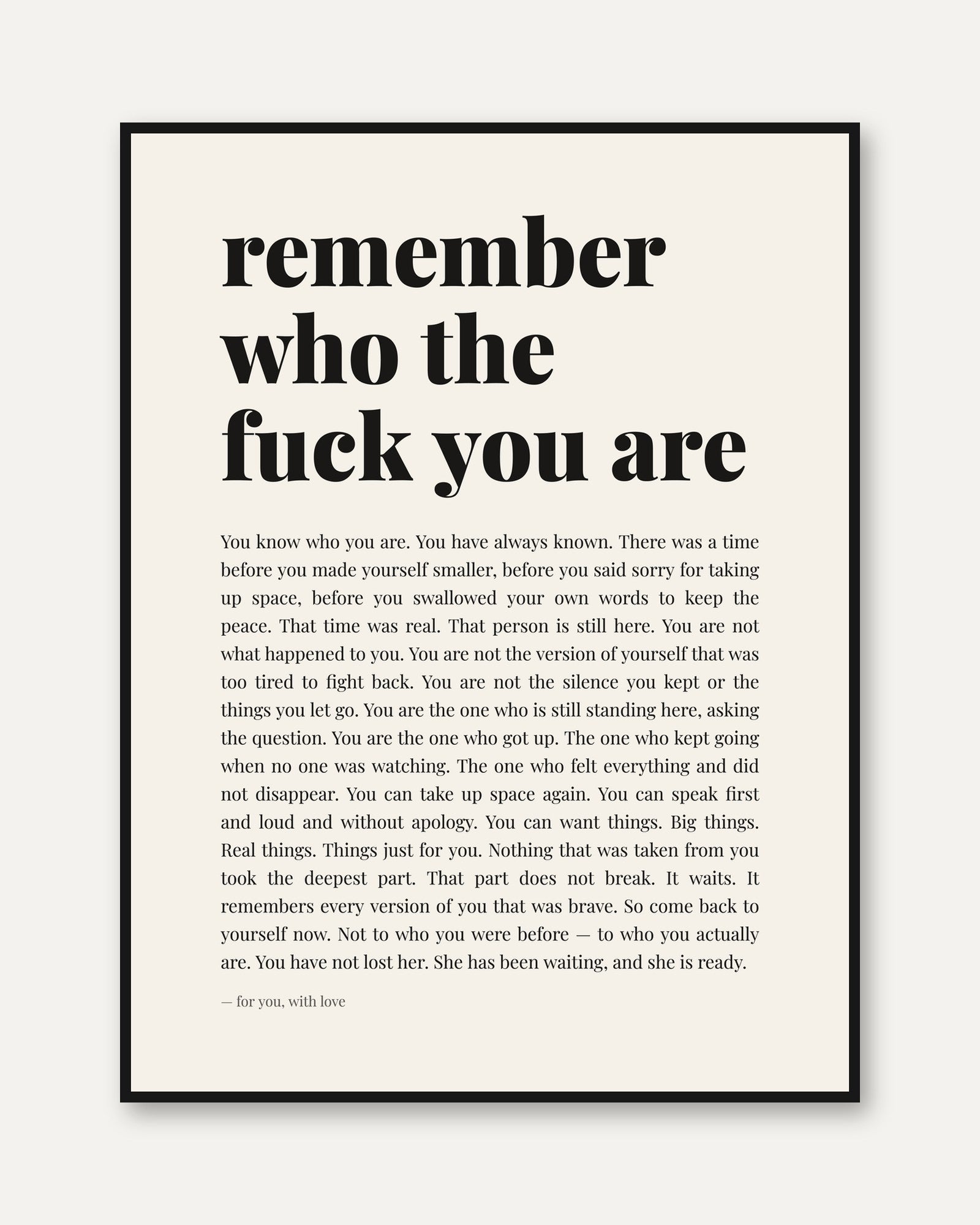 Motivational Wall Art – Empowerment Quote Print - framed