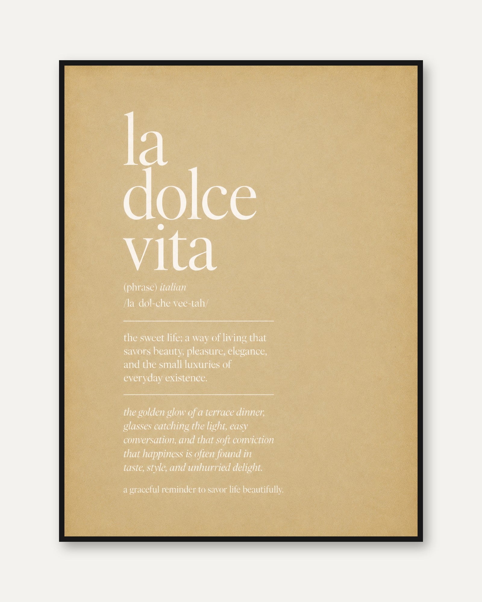 La Dolce Vita Wall Art – Italian Quote - framed