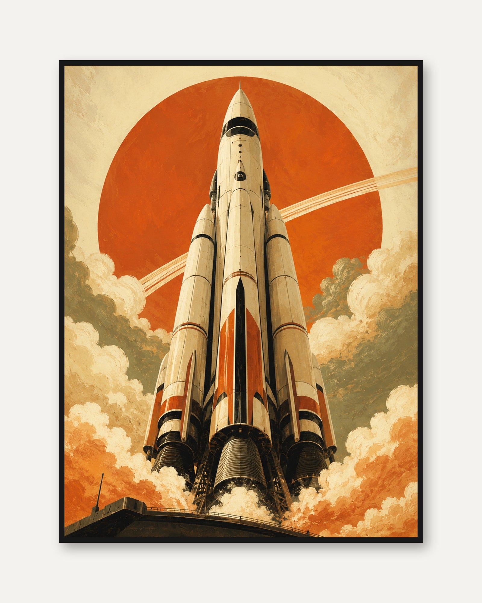 Vintage Rocket Poster – Space Wall Art - framed