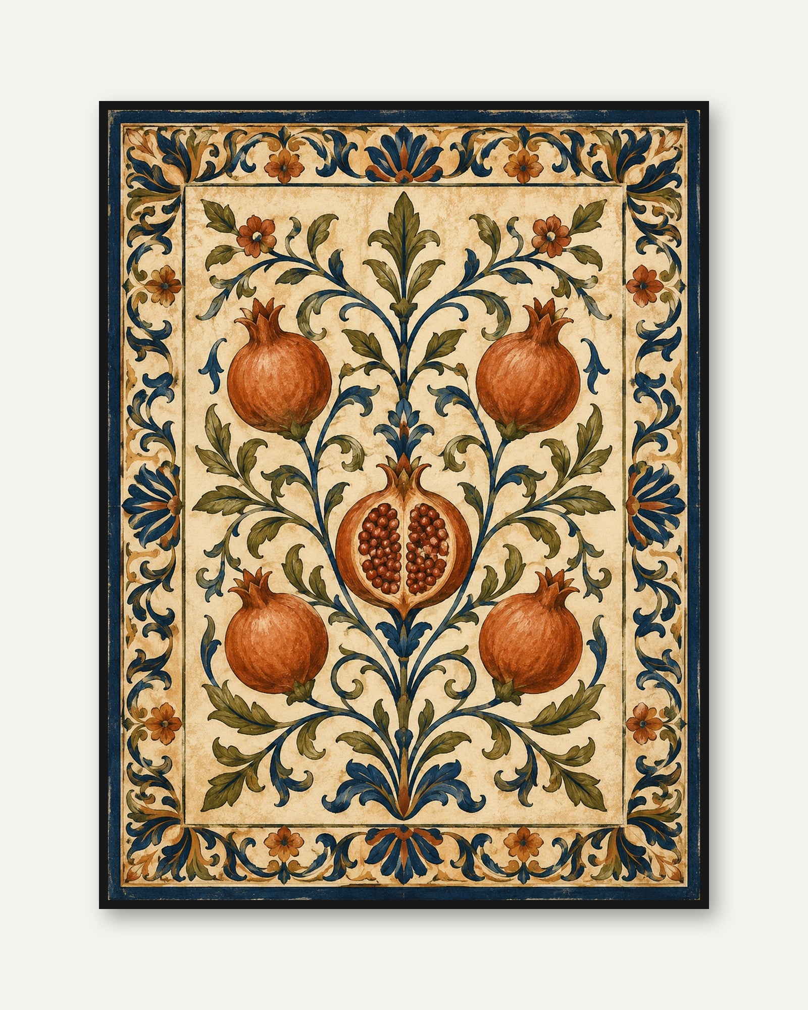 Pomegranate Wall Art – Vintage Botanical Print - framed