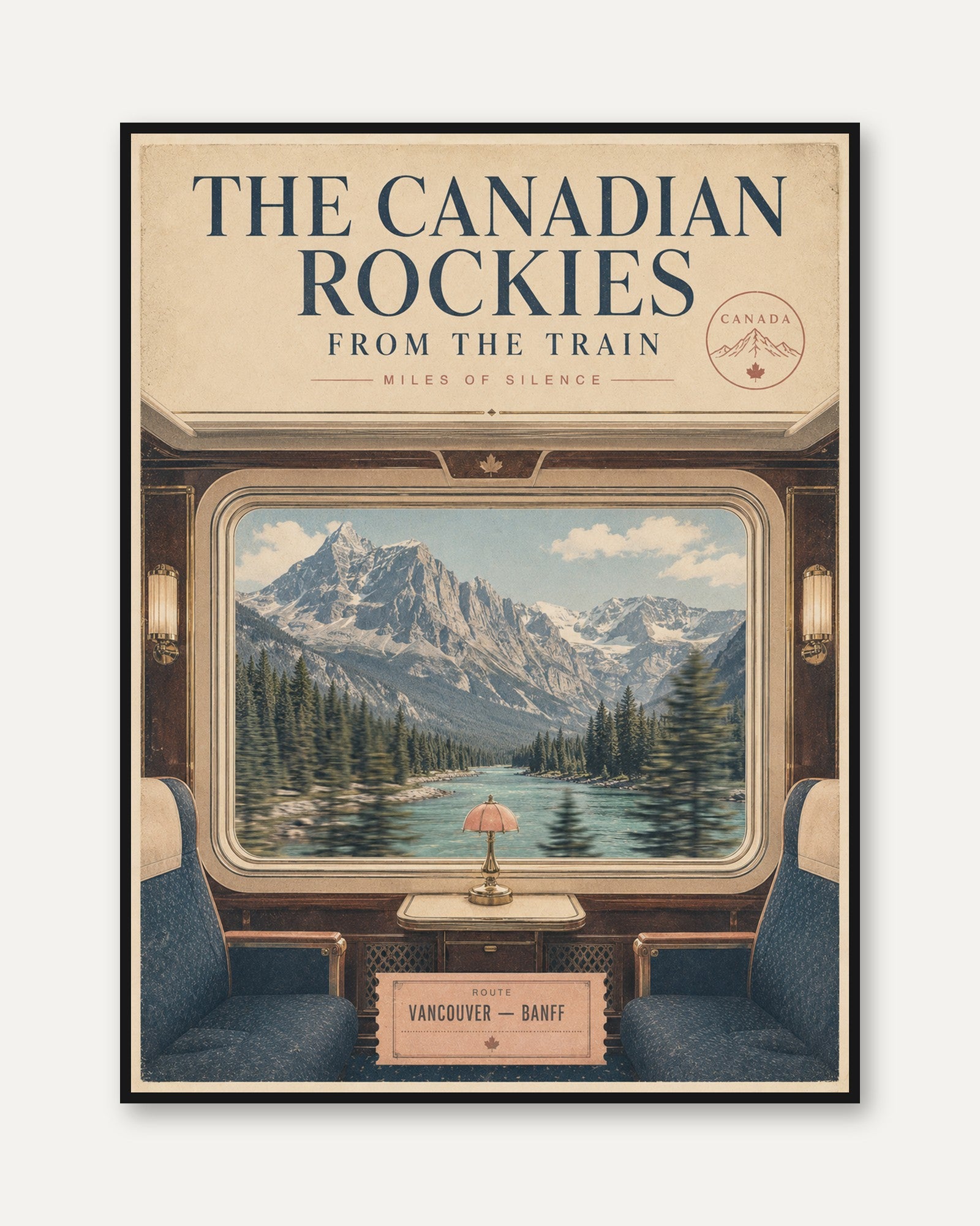 Vintage Train Poster – Canadian Rockies Print - framed
