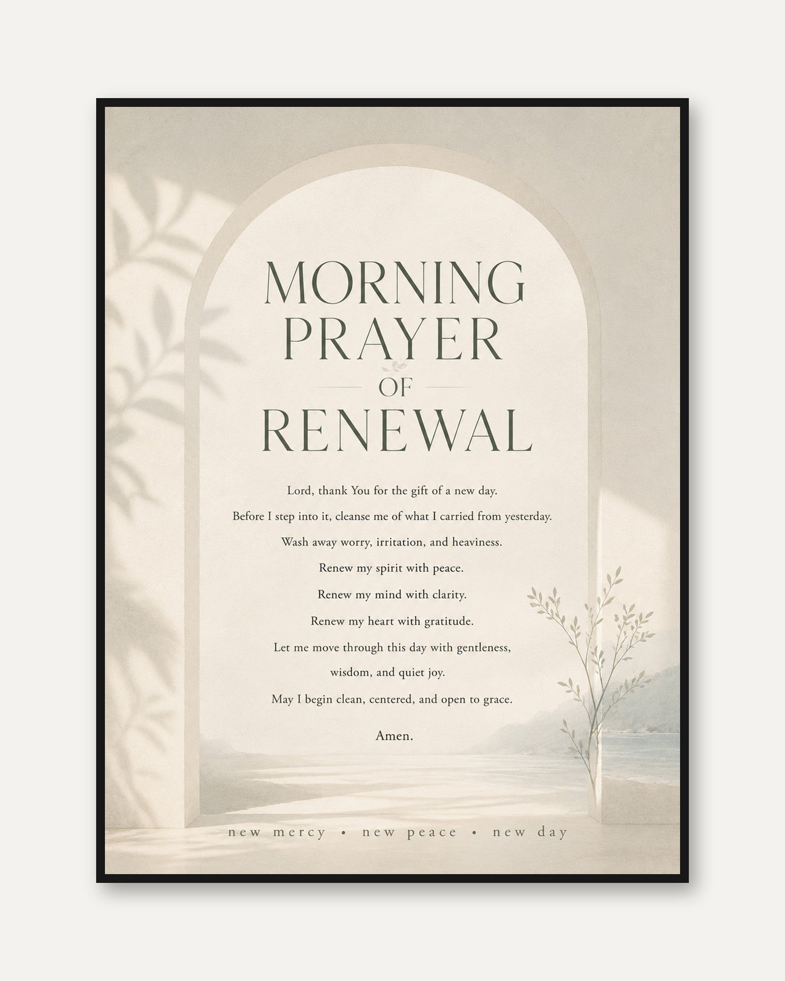Morning Prayer Wall Art – Spiritual Bedroom Decor - framed