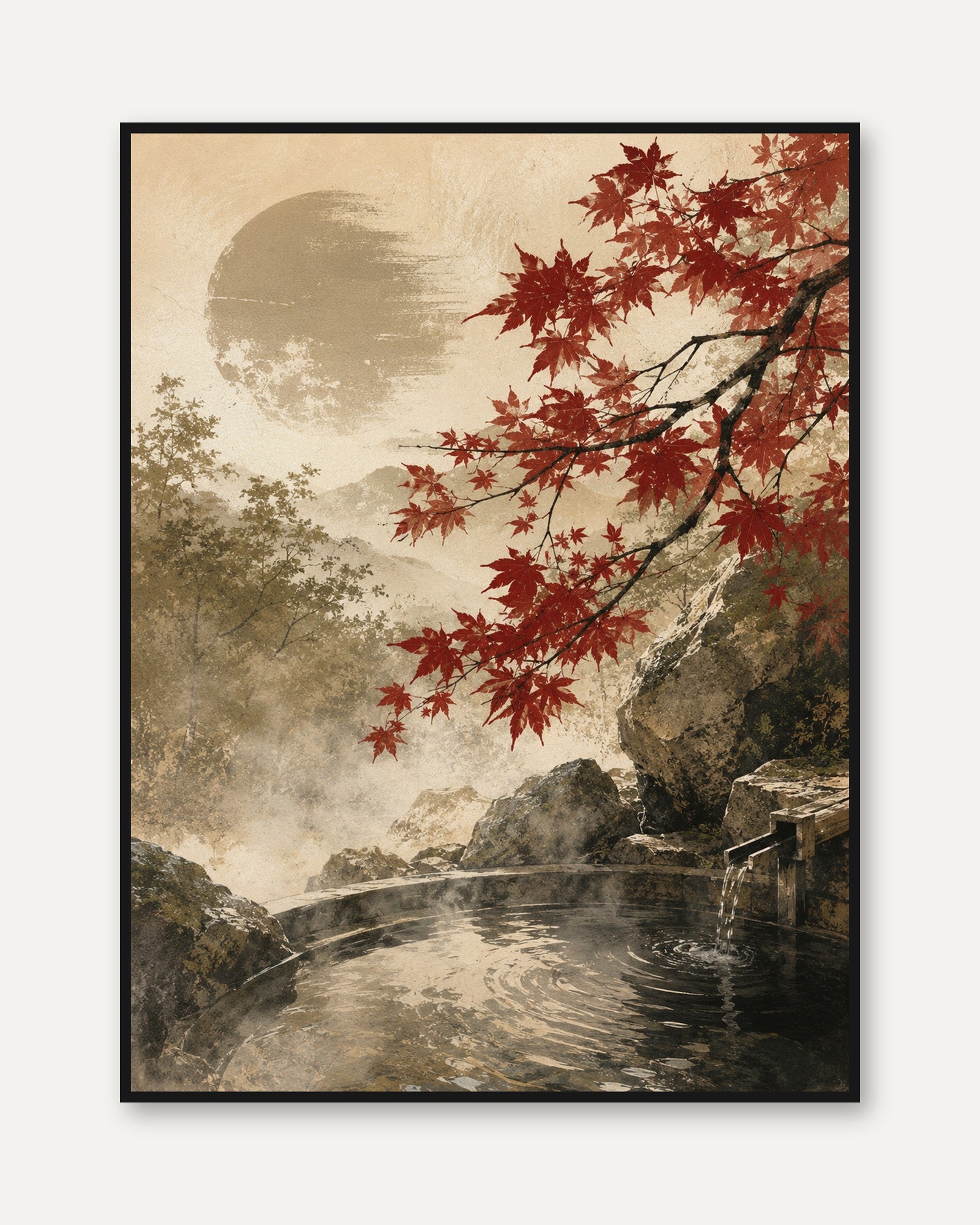 Japanese Maple Print – Autumn Landscape Wall Art - framed