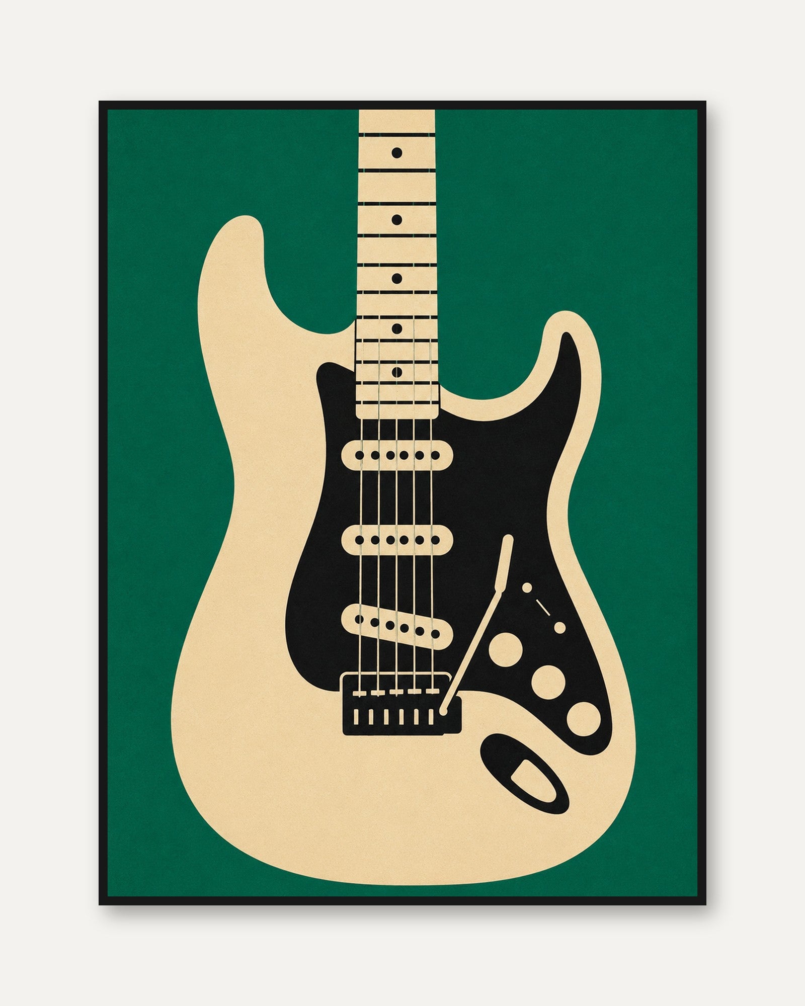Electric Guitar Art Print — Vintage Stratocaster Illustration - framed