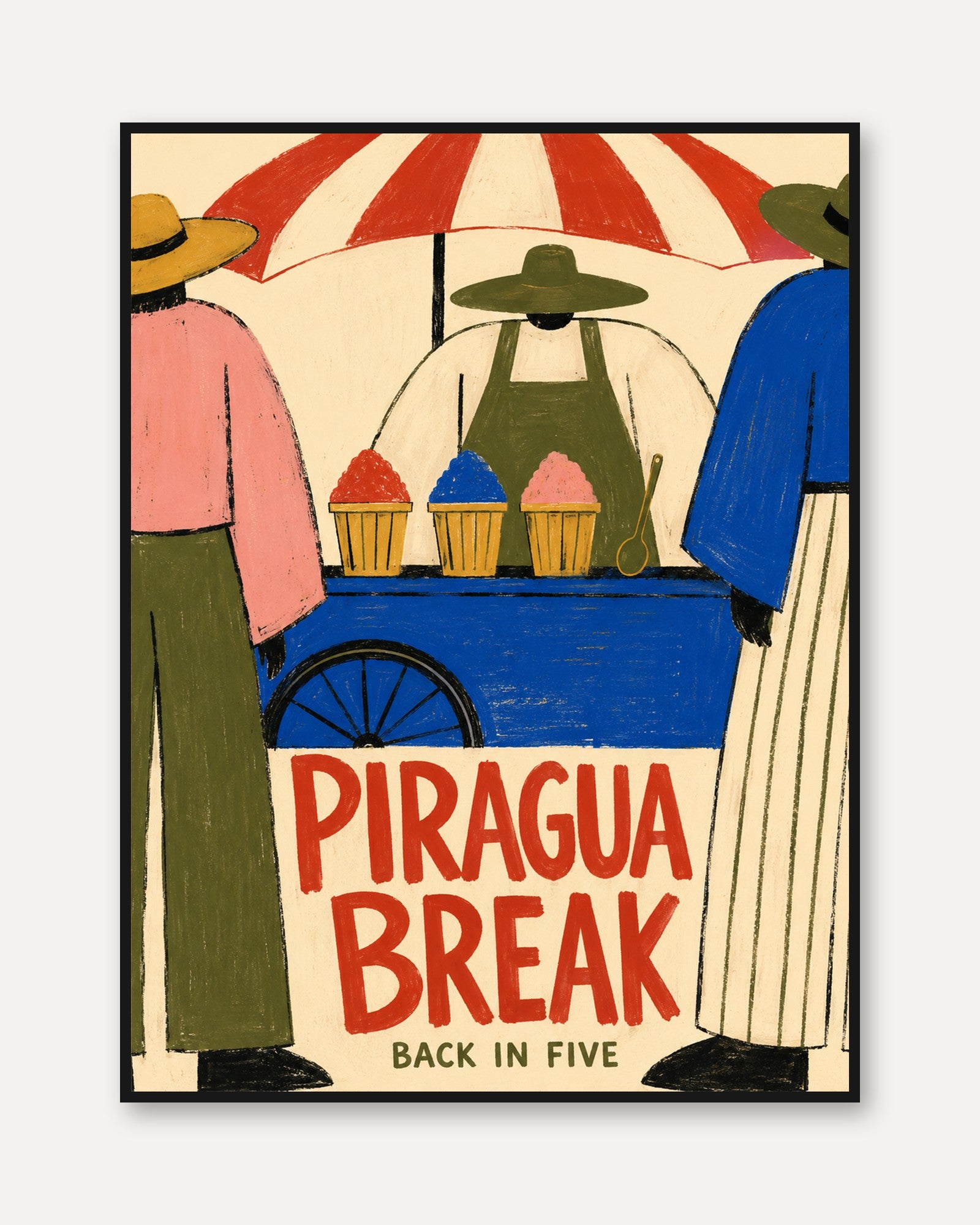 Ice Cream Cart Print – Vintage Street Food Poster - framed