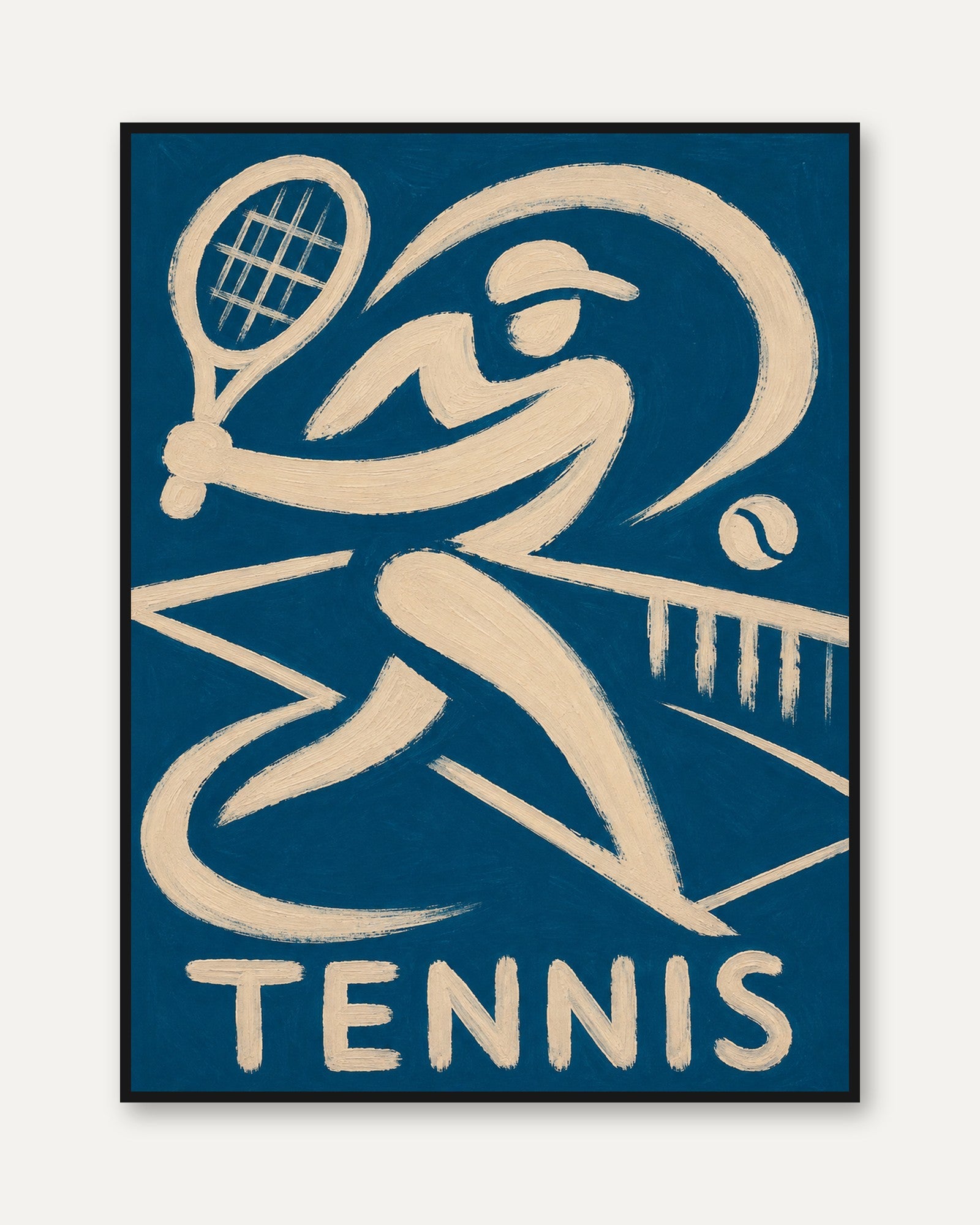 Retro Tennis Player Art Deco Print - framed