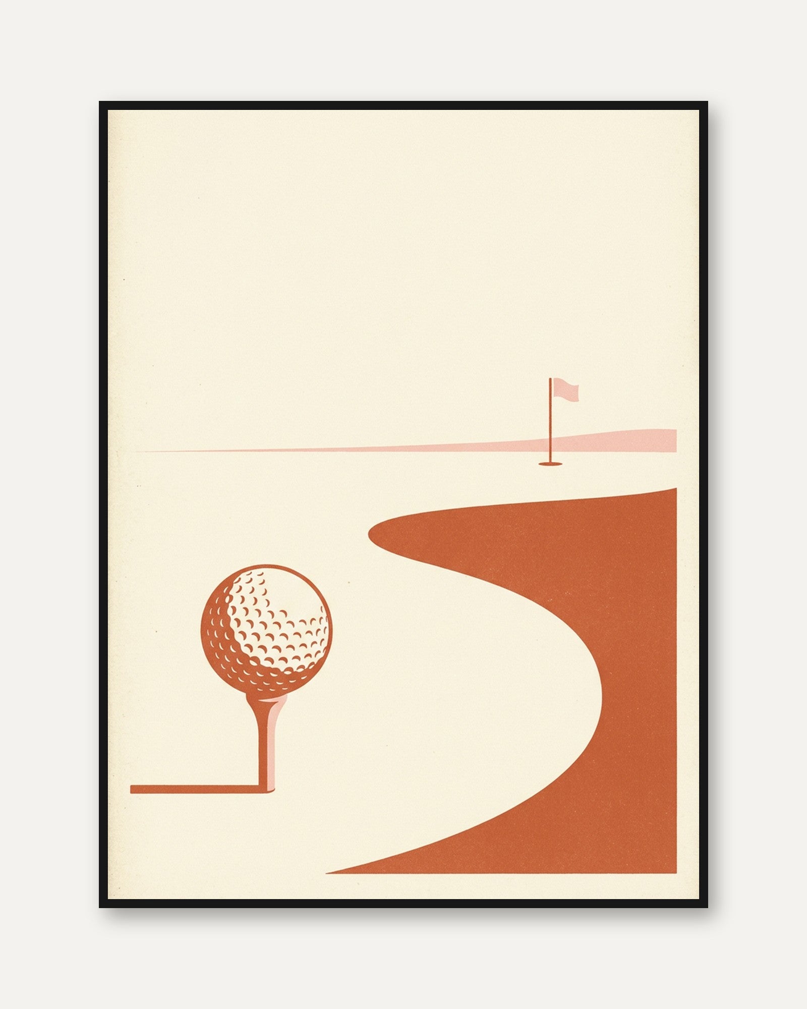 Golf Course Wall Art: Mid-Century Modern Orange Sports Poster - framed
