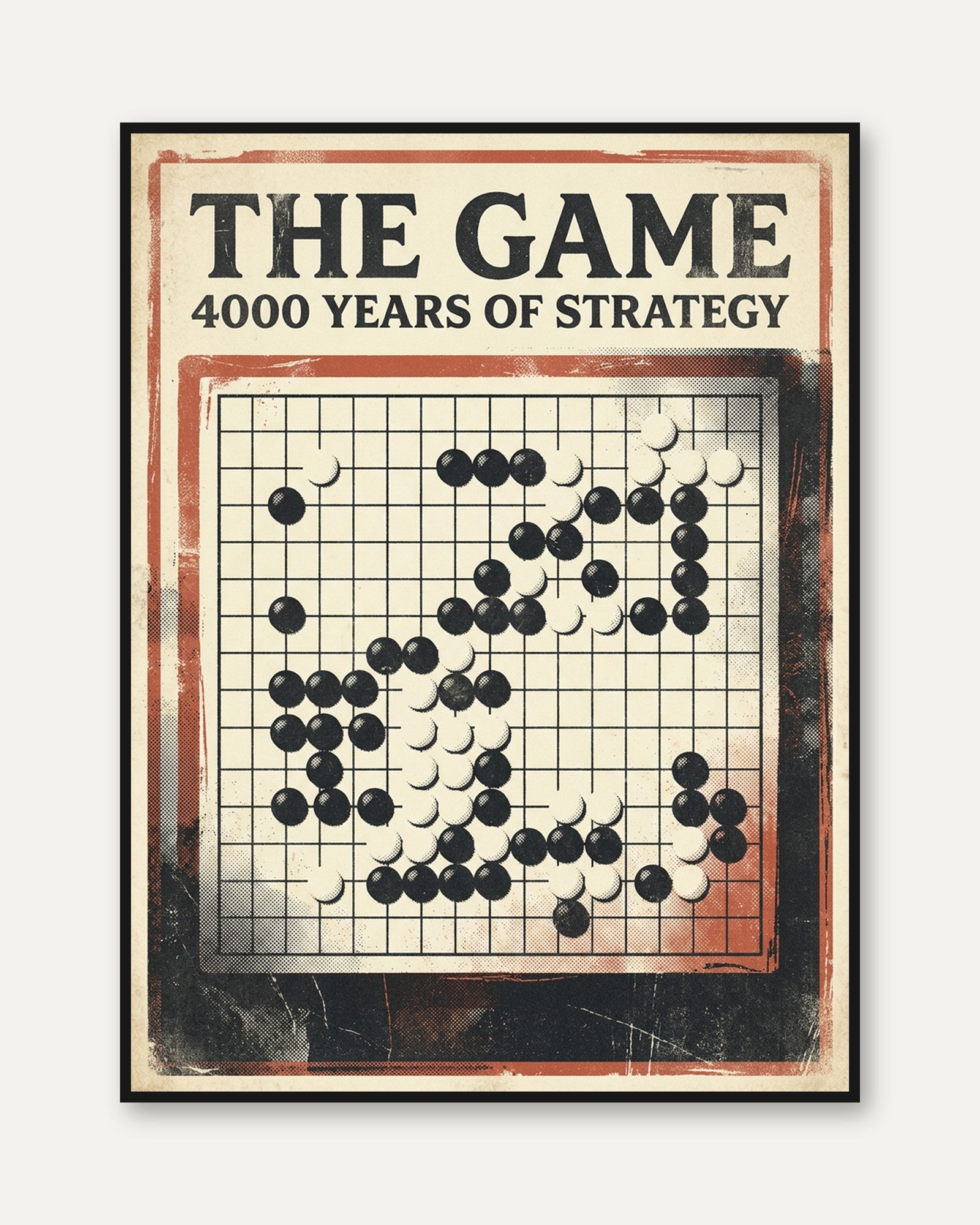 The Game 4000 Years of Strategy: Vintage Go Board Poster - framed