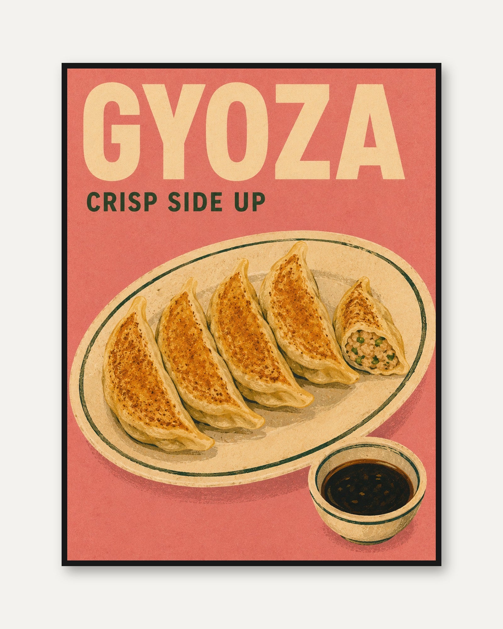 Kitchen Wall Art – Gyoza Print - framed