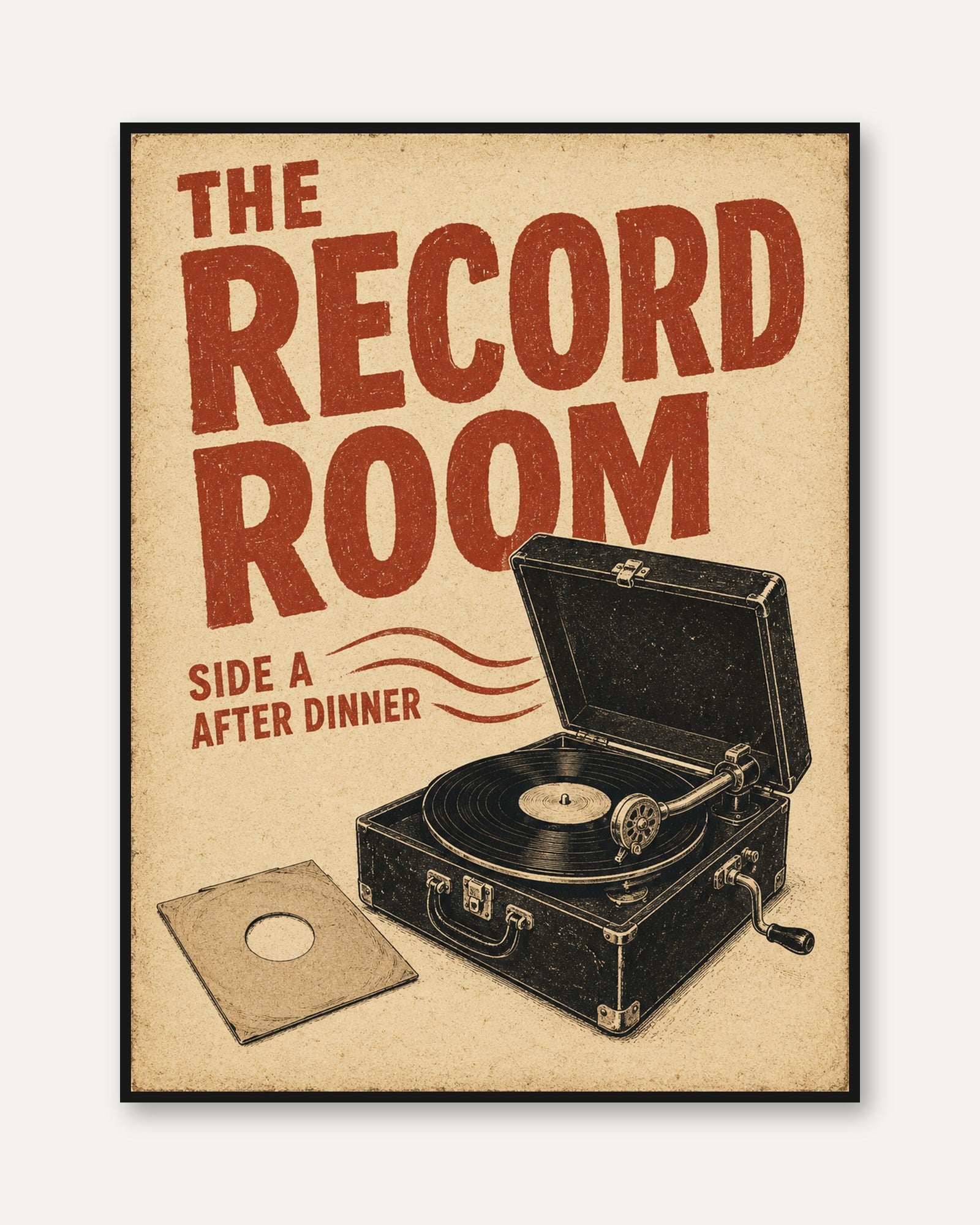 Record Room Wall Art – Vintage Vinyl Print - framed