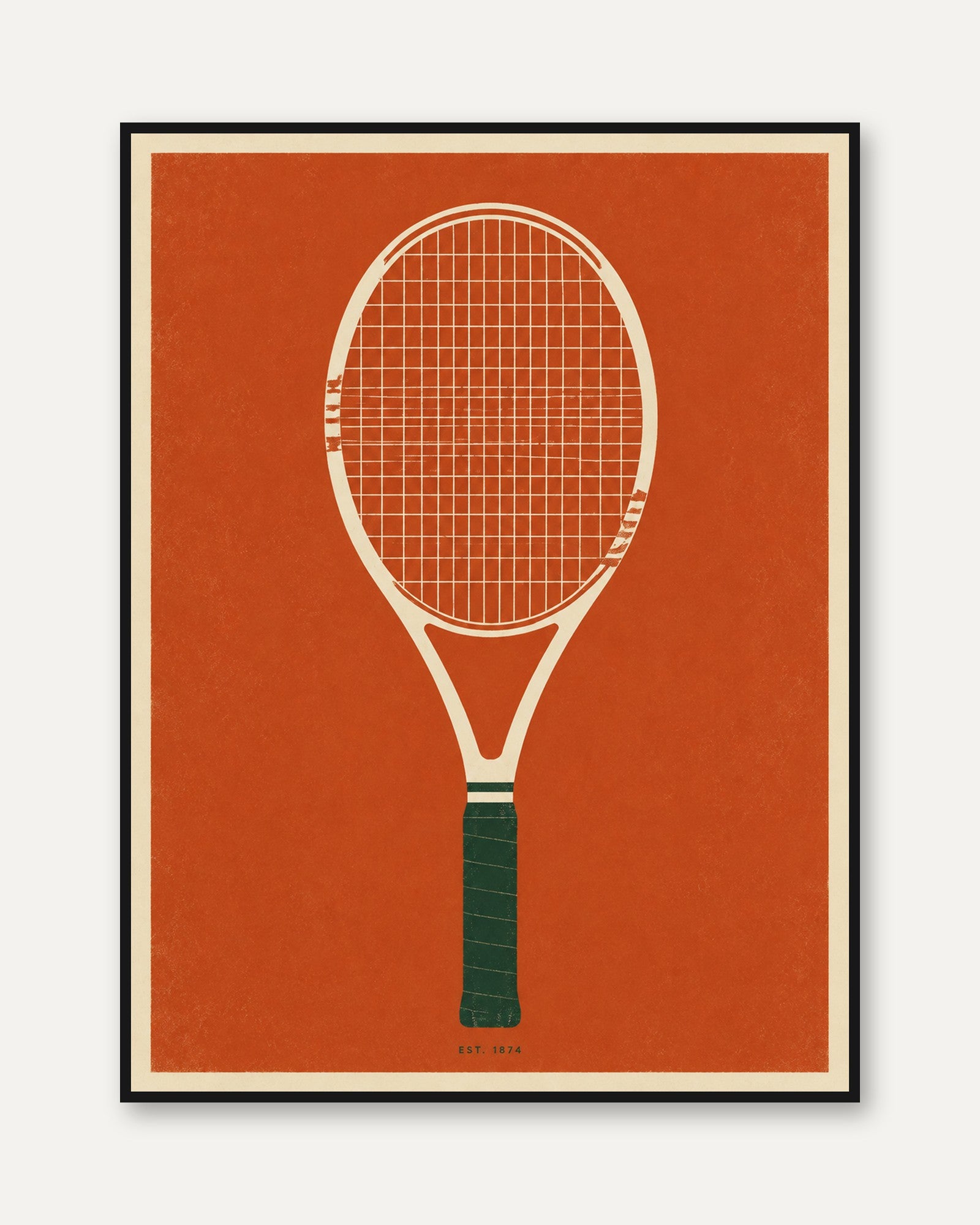 Tennis Racket Wall Art – Minimalist Sports Print - framed