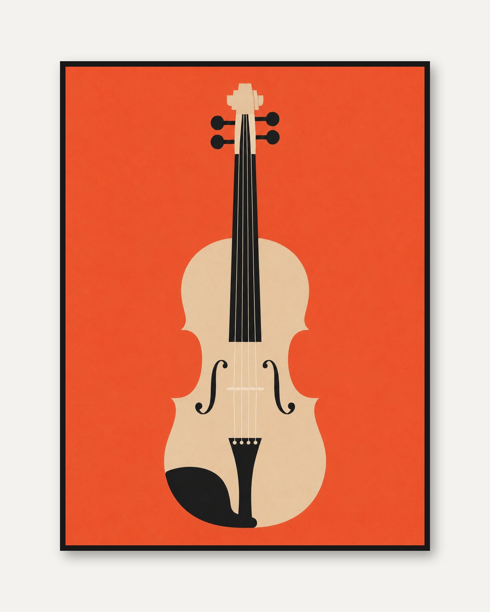 Violin Art Print — Mid-Century Modern Minimalist Design - framed