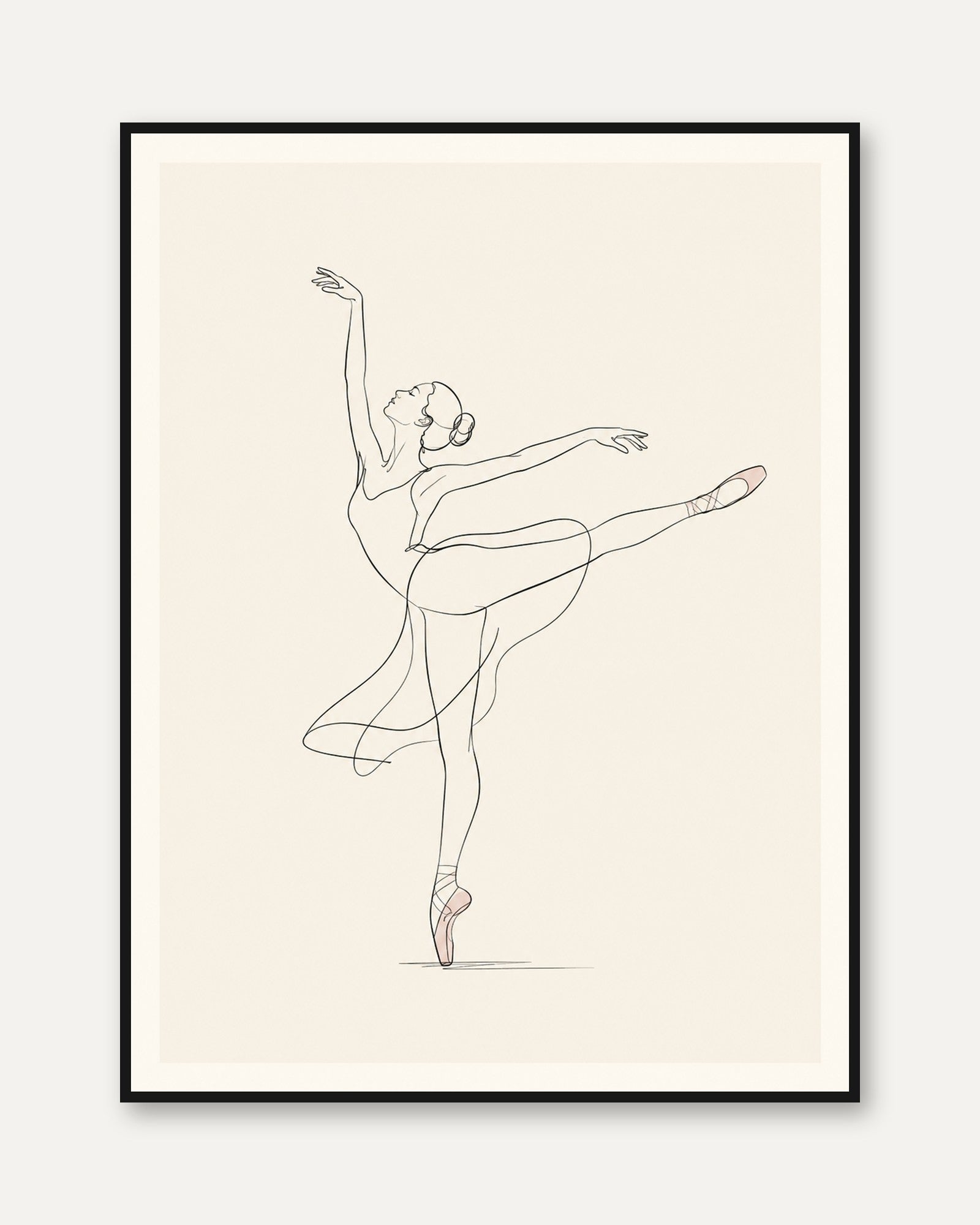Ballet Line Drawing – Ballerina Art Print - framed