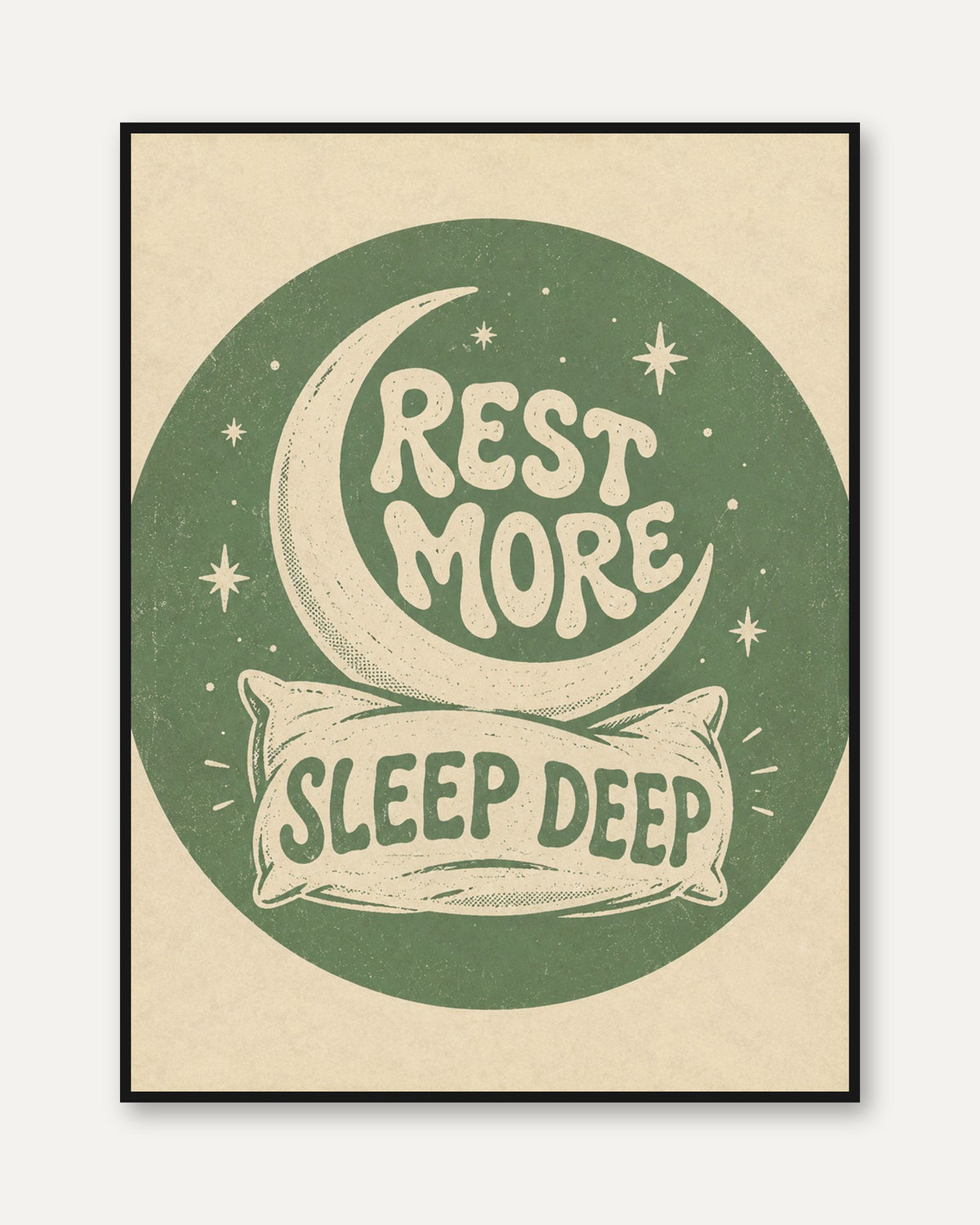 Vintage Moon & Stars Print - framed