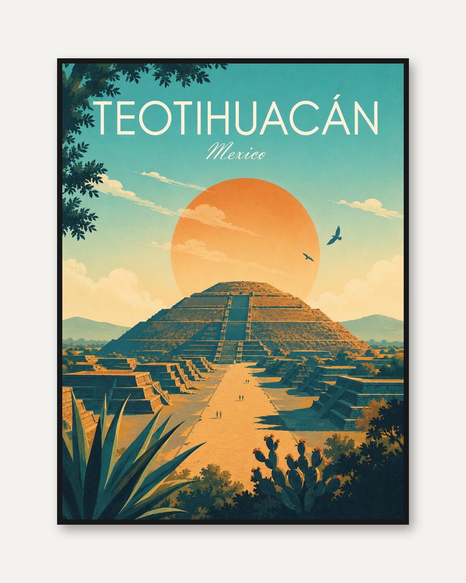 Mexico Travel Poster – Teotihuacan Print - framed