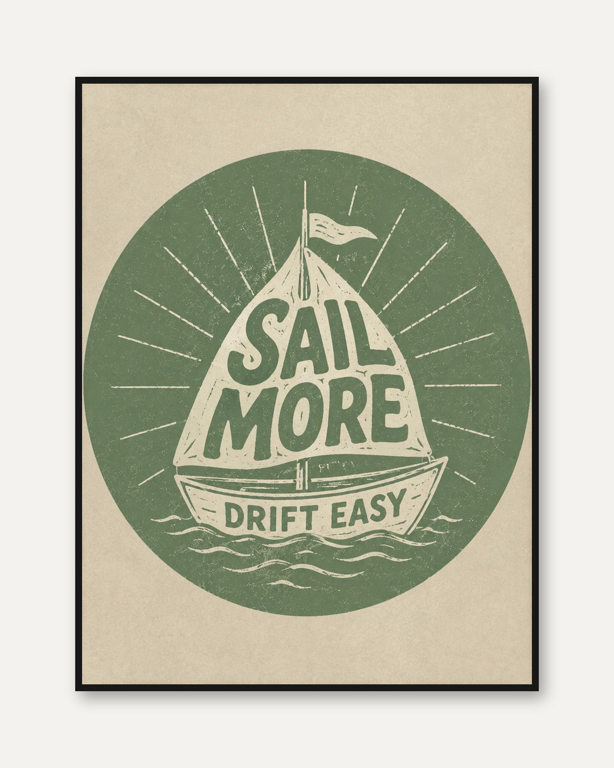 Vintage Nautical Sailboat Print - framed