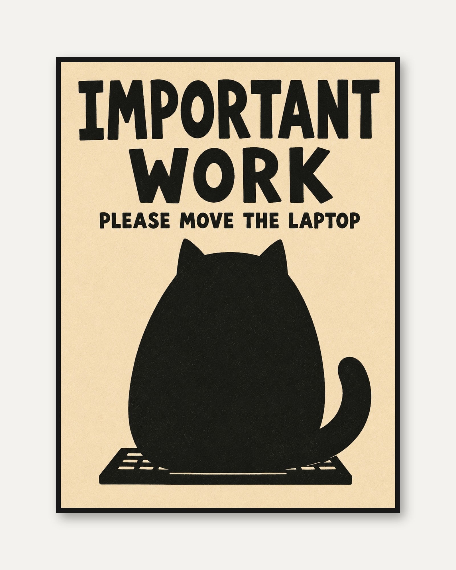 Funny Cat Office Wall Art - framed
