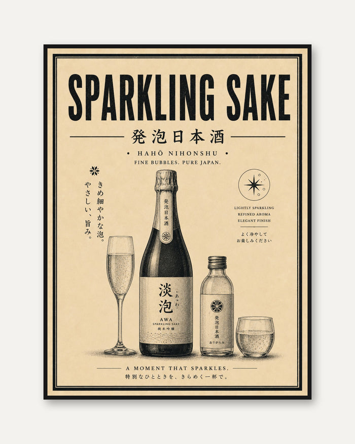Sparkling Sake Poster: Vintage Japanese Advertisement Art Print