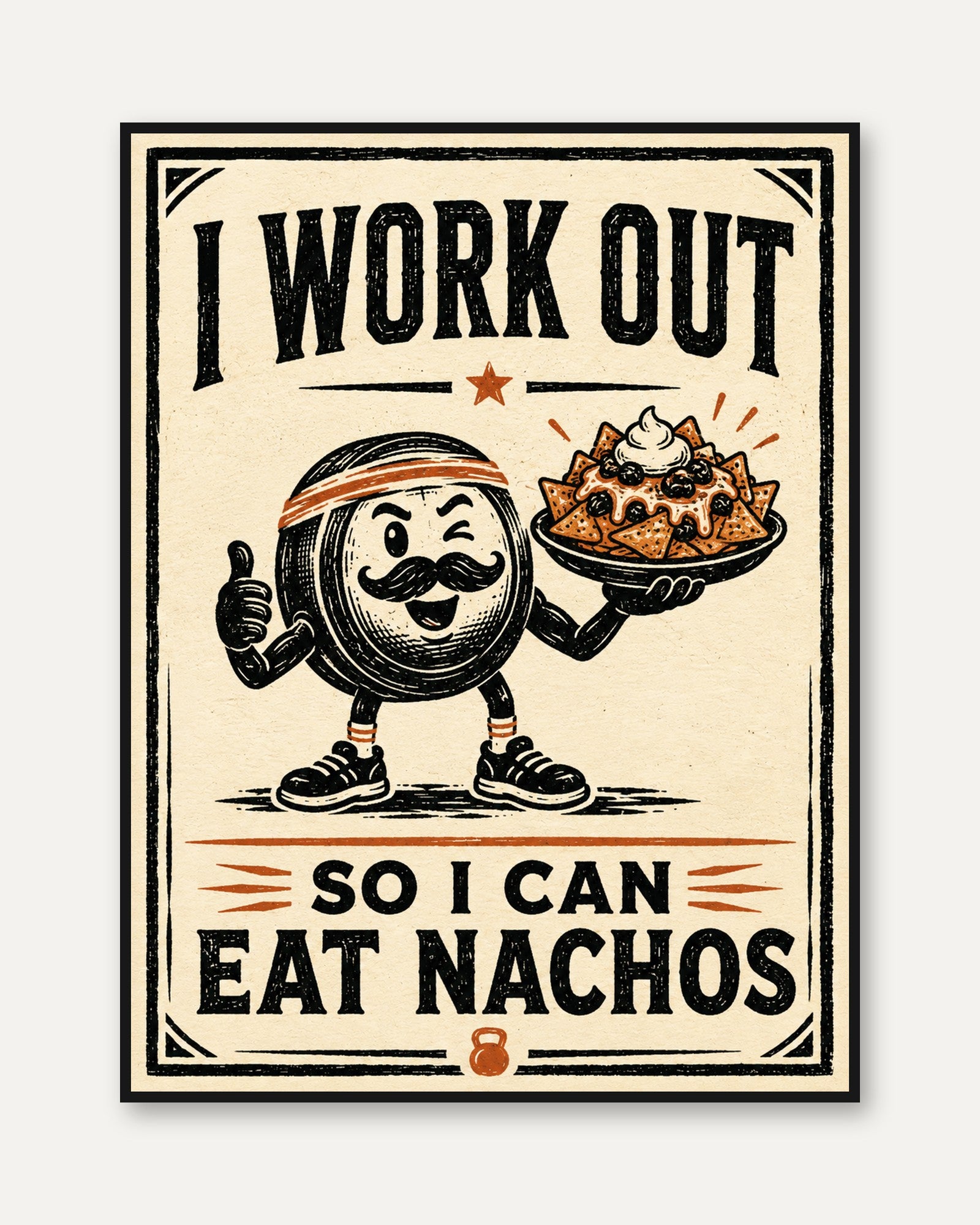 Gym Quote Wall Art – Funny Workout Print - framed