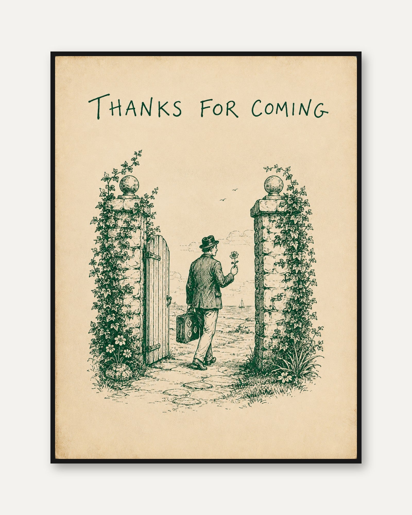Thanks For Coming Wall Art: Vintage Garden Gate - framed
