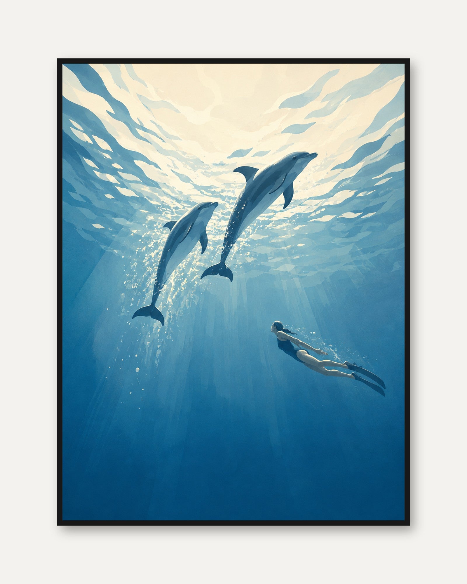 Dolphin Wall Art – Ocean Print - framed