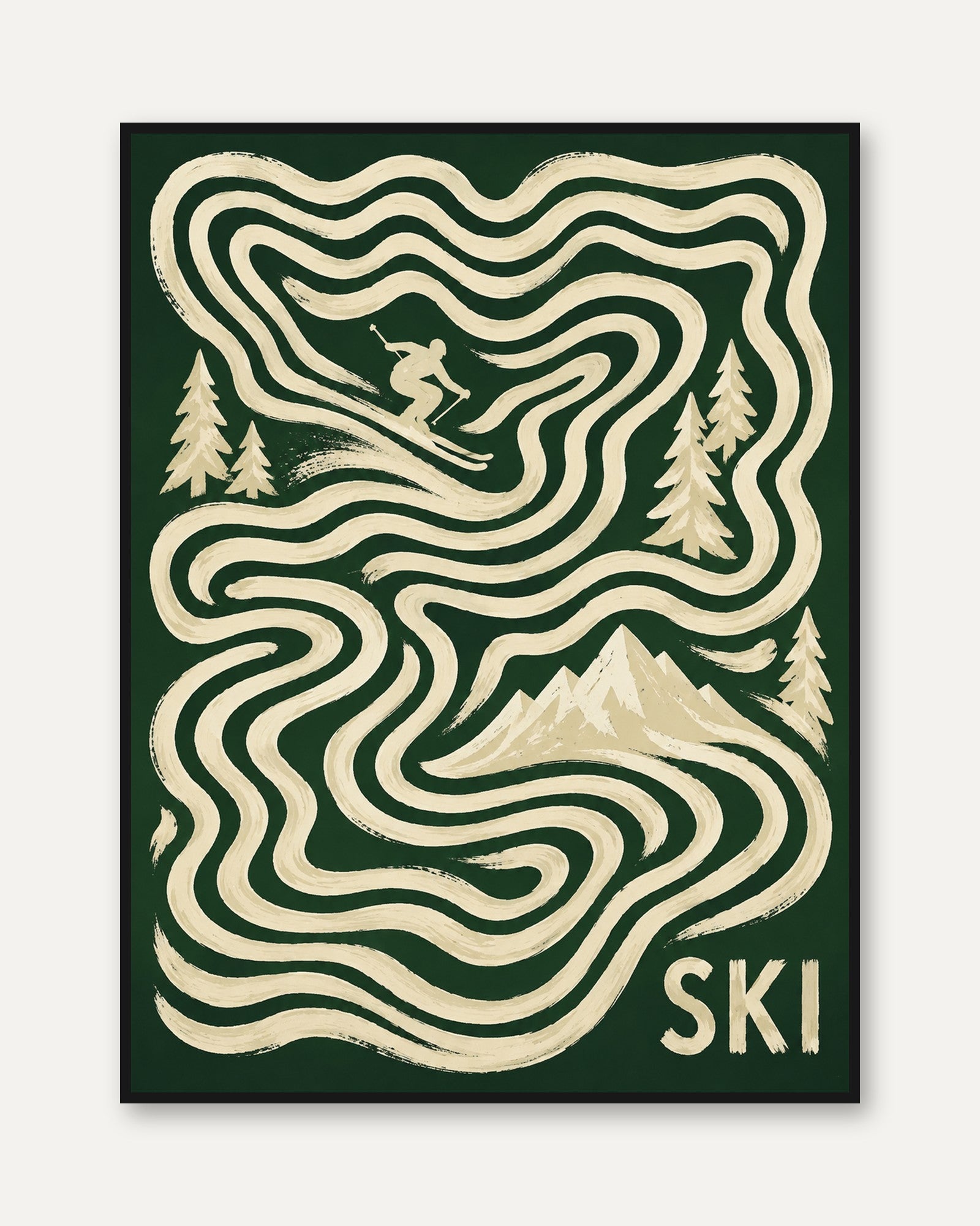 Ski Poster – Vintage Winter Sports Print - framed
