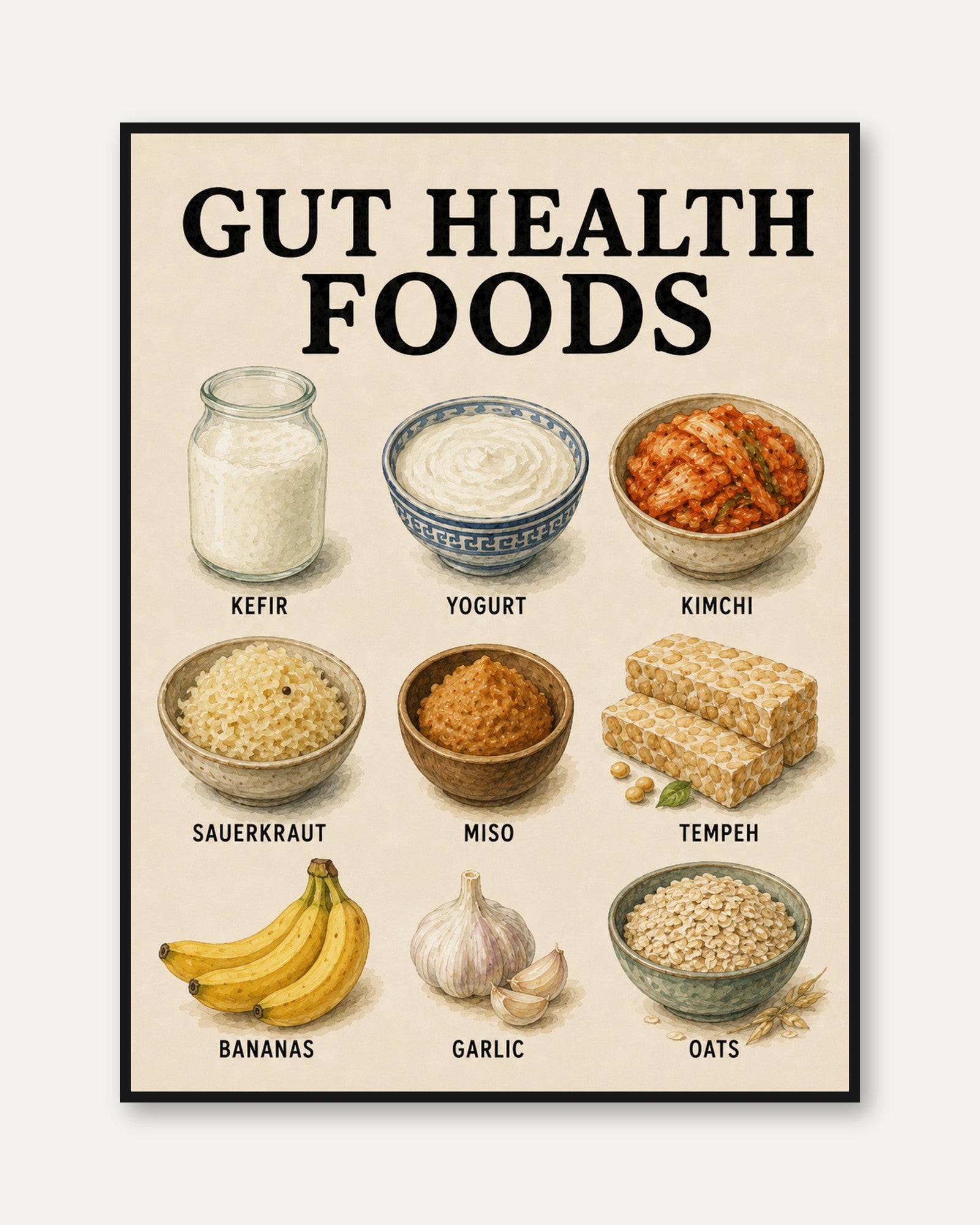 Gut Health Foods Poster - framed