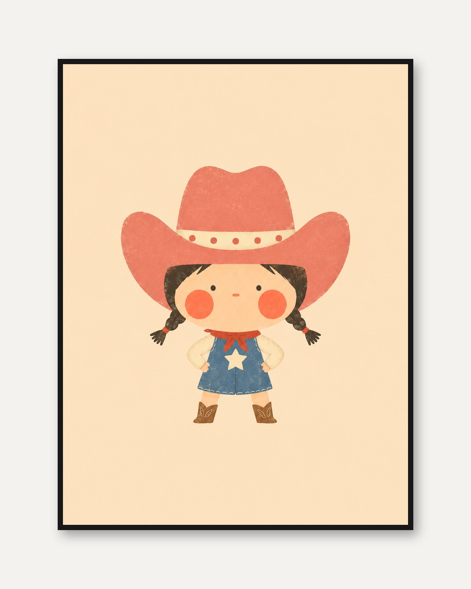 Cowgirl Nursery Art – Western Kids Room Print - framed