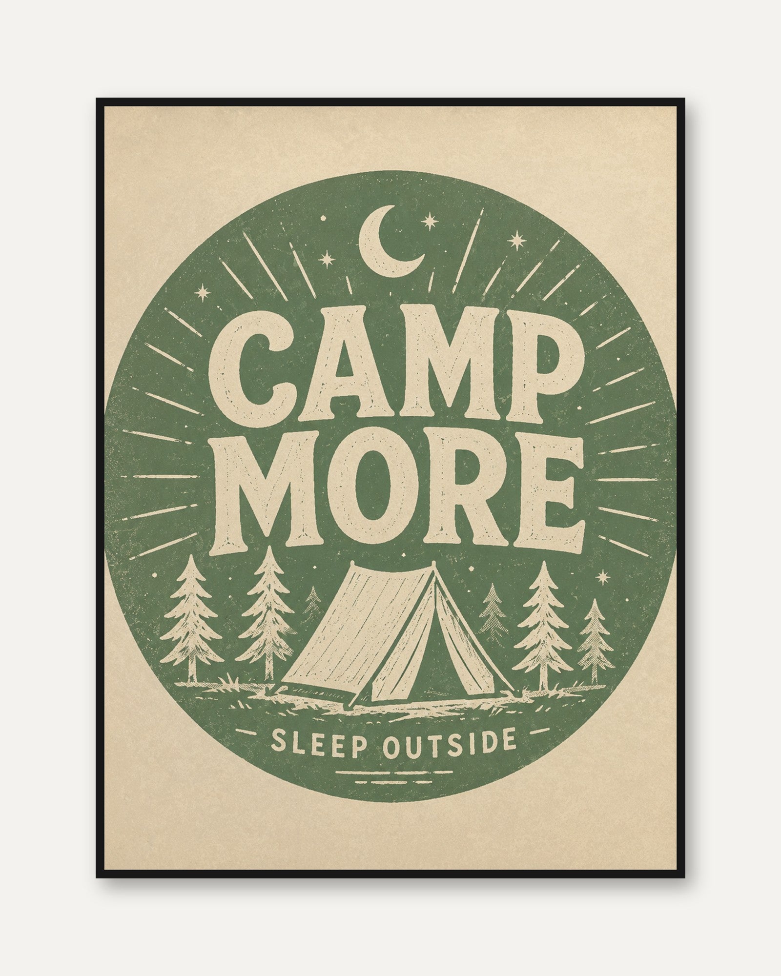 Camping Wall Art: Vintage Camp More Poster - framed