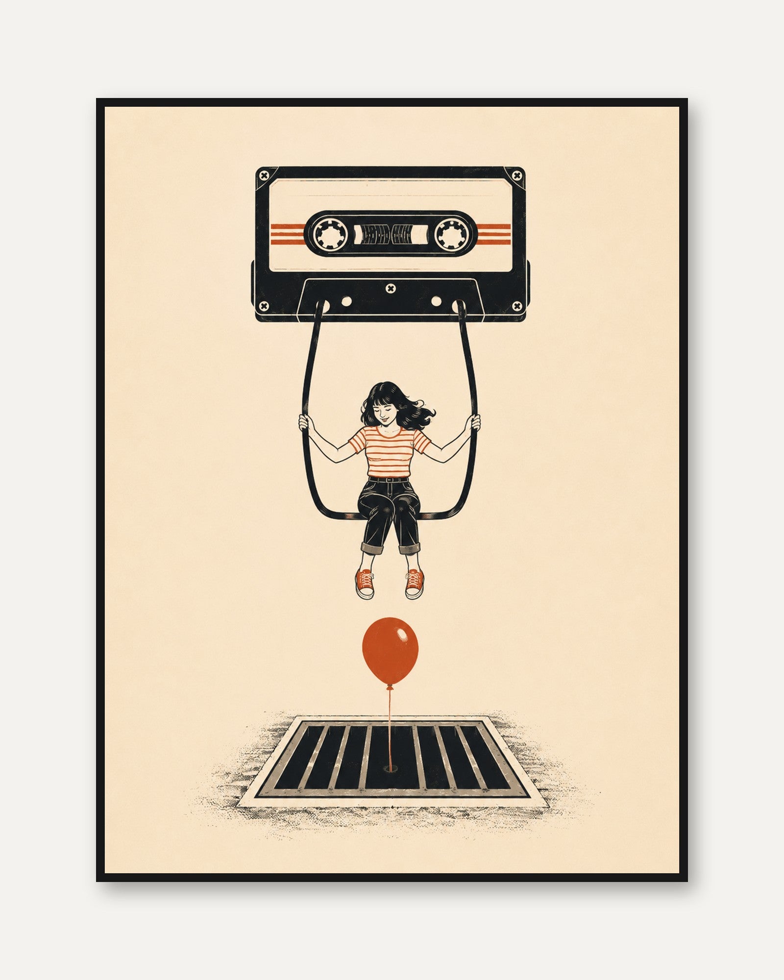 80s Retro Cassette Tape Print - framed