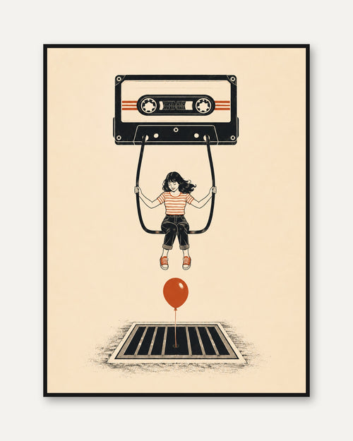 80s Retro Cassette Tape Print - framed
