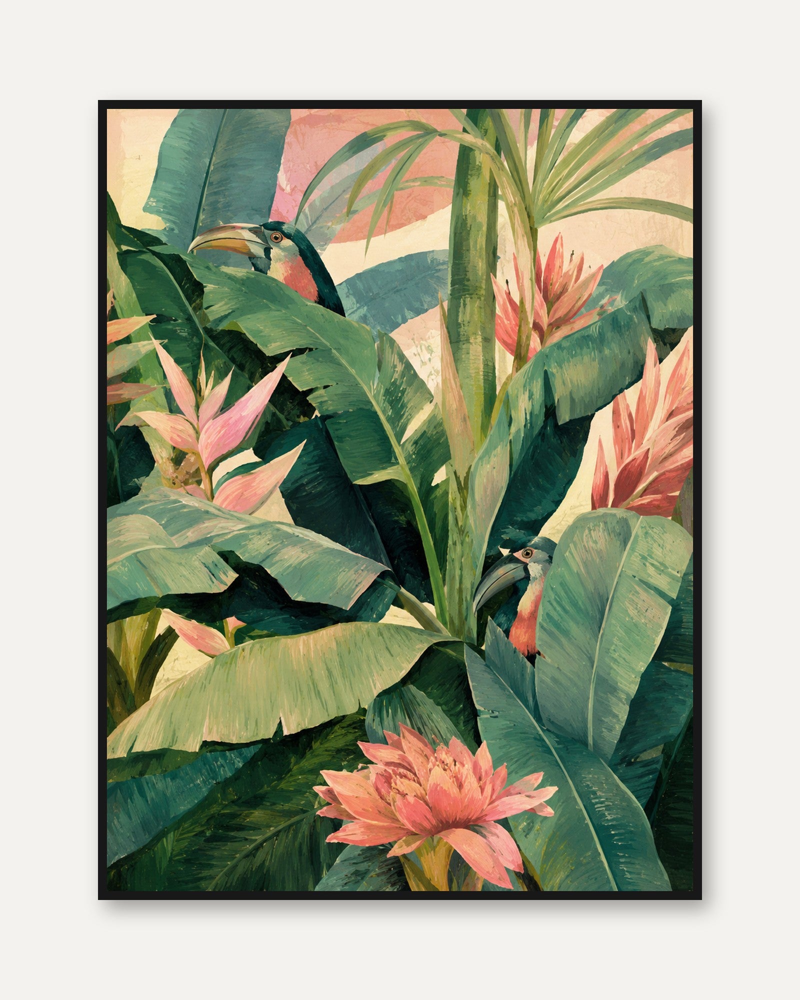 Tropical Bird Wall Art – Botanical Print - framed