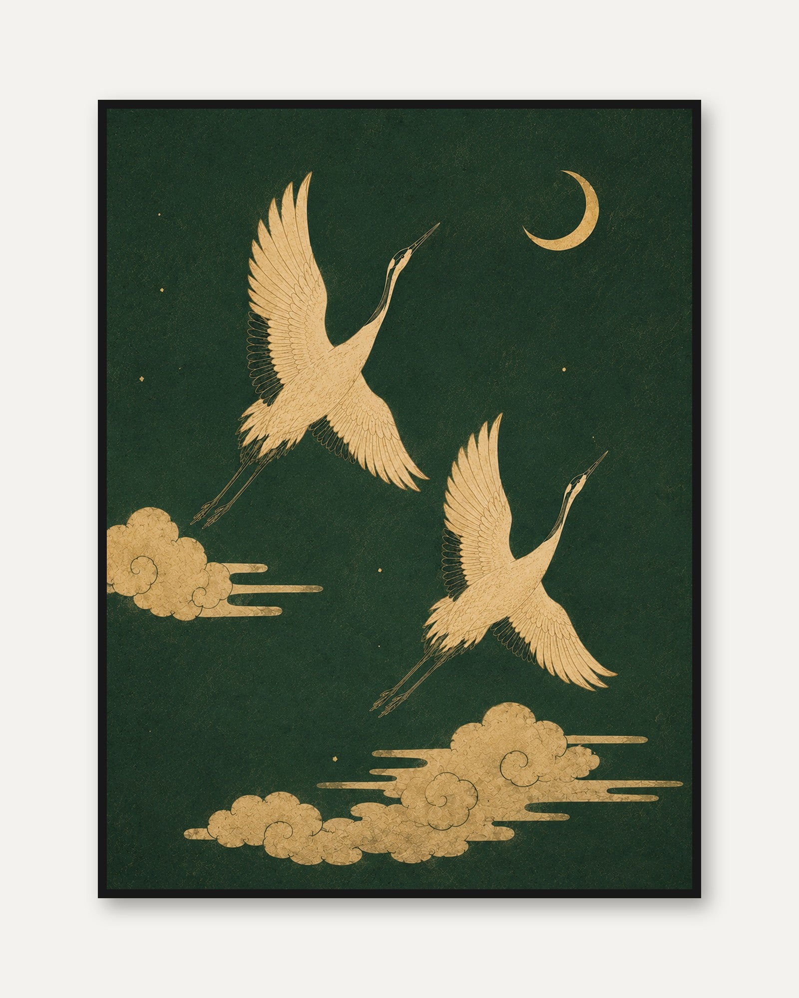 Gold Crane Art Print - framed