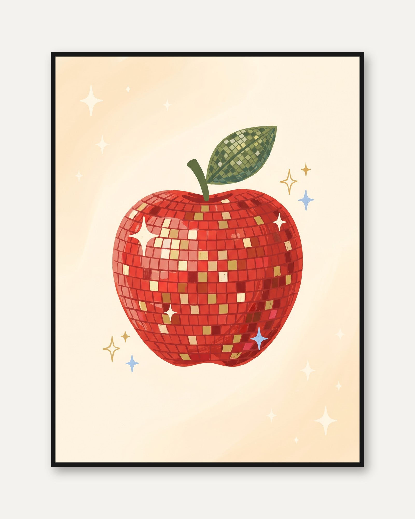 Disco Ball Apple Poster - framed