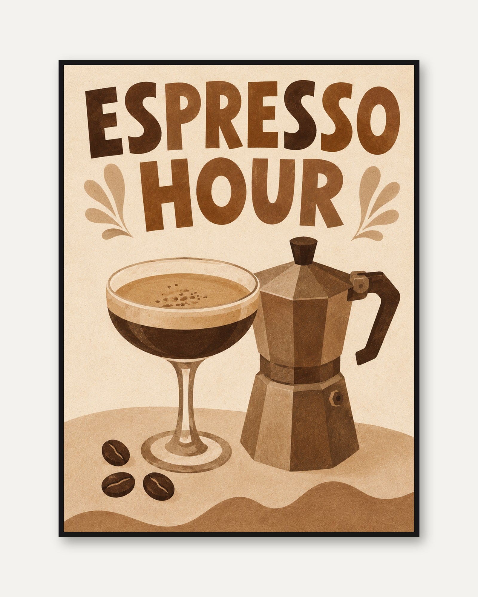 Espresso Hour Print – Coffee Bar Wall Art - framed