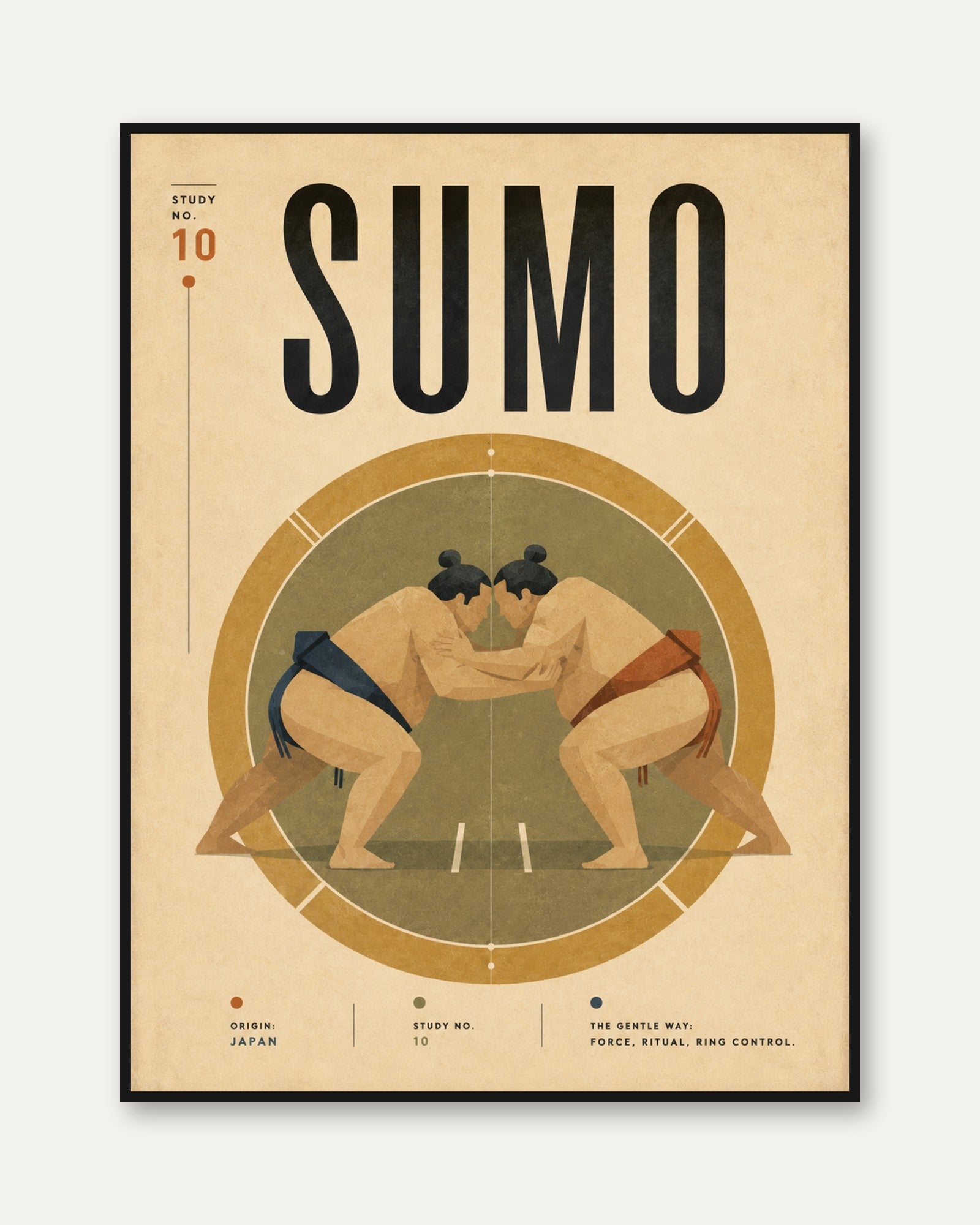 Sumo Wrestling Poster: Vintage Japanese Sports Art Print - framed
