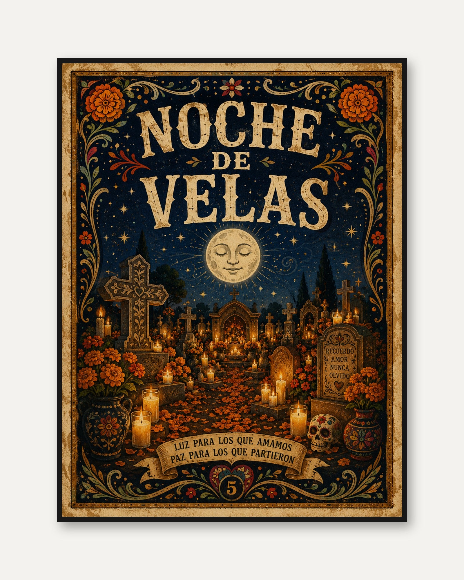 Day of the Dead Wall Art: Mexican Folk Design - framed