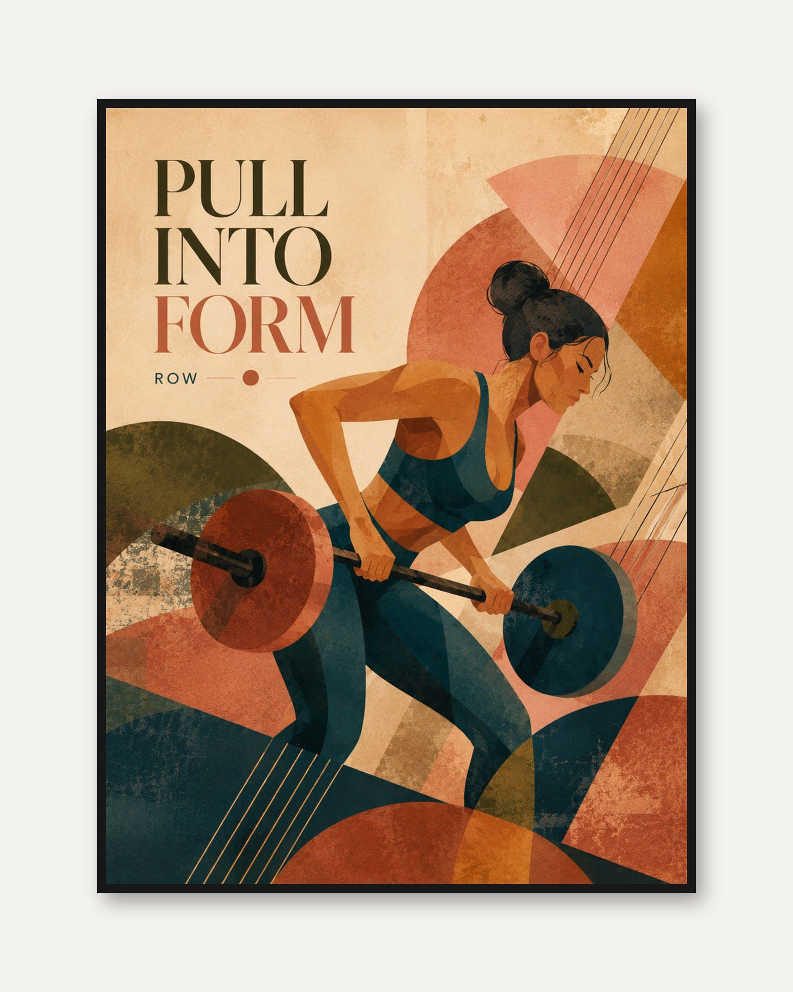 Weightlifting Fitness Poster: Art Deco Athletic Wall Art - framed