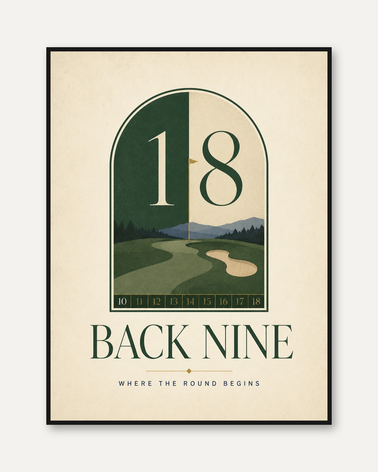 Golf Wall Art – 18th Hole Poster - framed