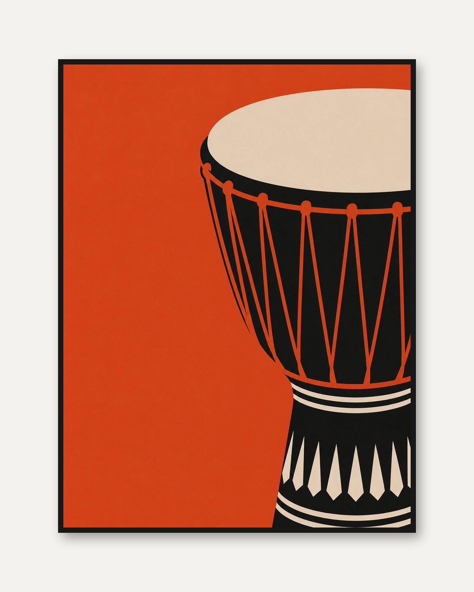 African Drum Wall Art – Music Instrument Print - framed