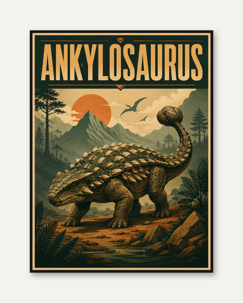 Ankylosaurus Poster: Vintage Dinosaur Art for Kids' Rooms (Multipl - framed