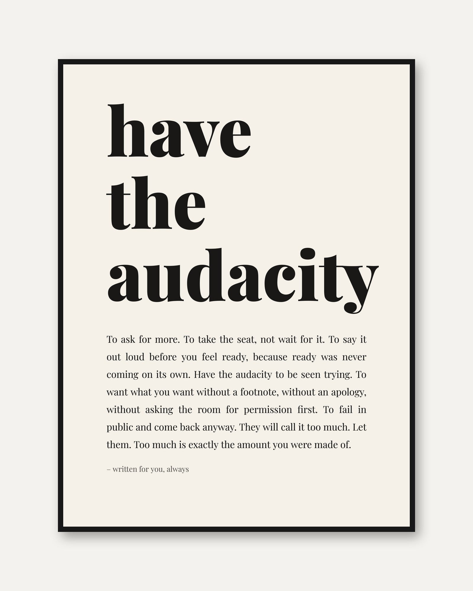 Motivational Quote Print - framed
